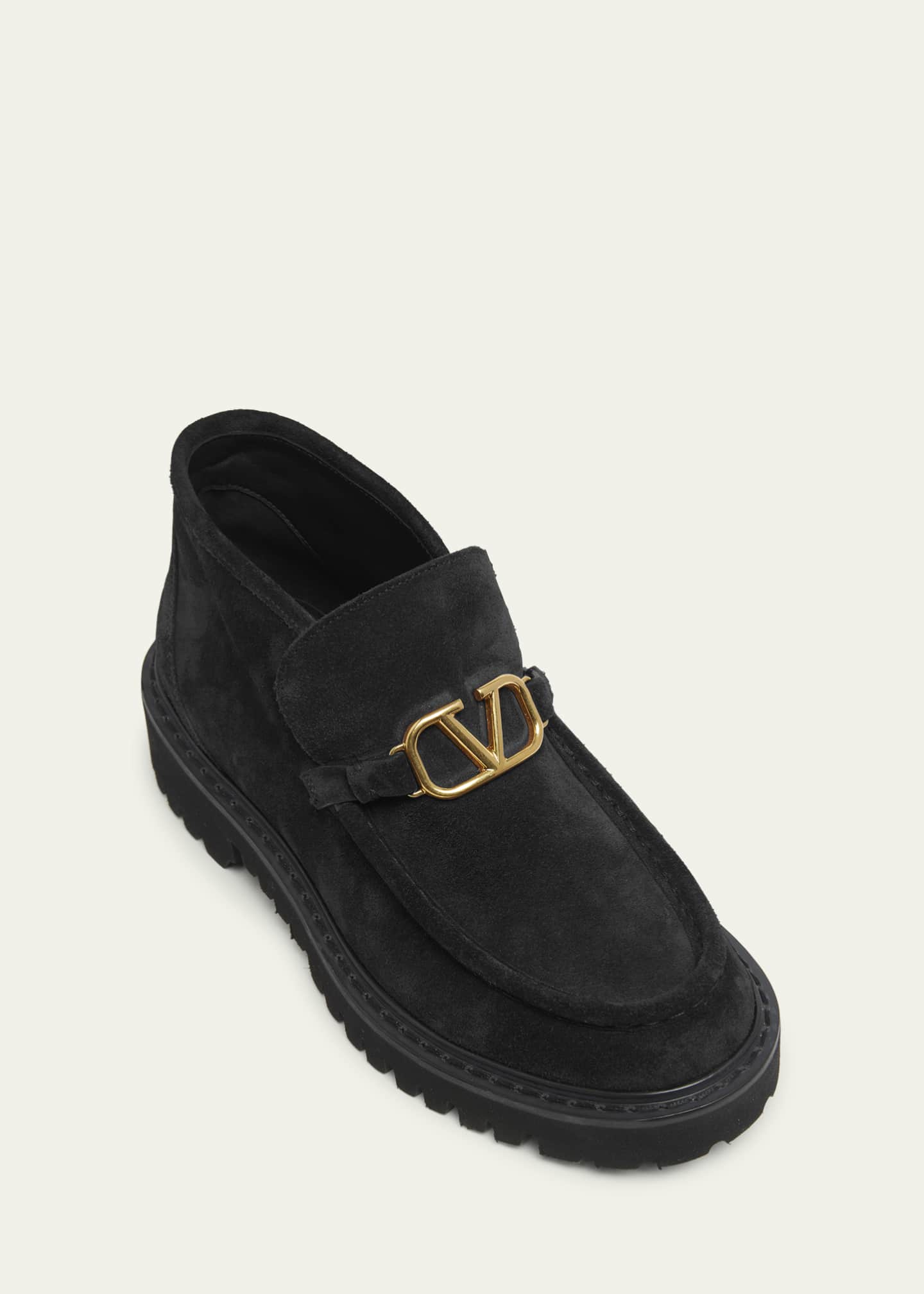 Valentino Garavani VLogo Suede Loafer Booties Bergdorf Goodman
