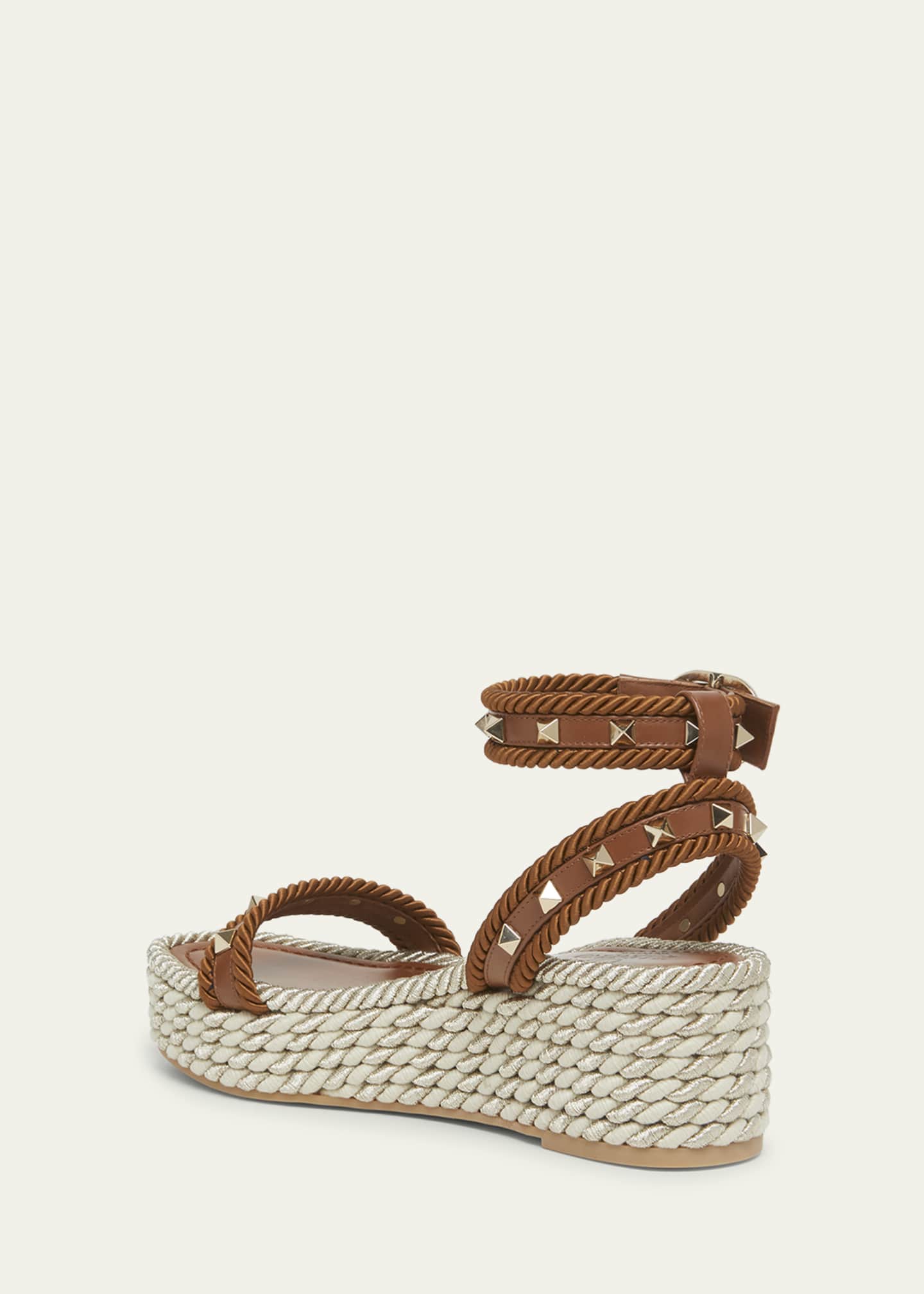 Valentino Garavani Rockstud Rope Ankle-Strap Espadrille Sandals Image 4 of 5