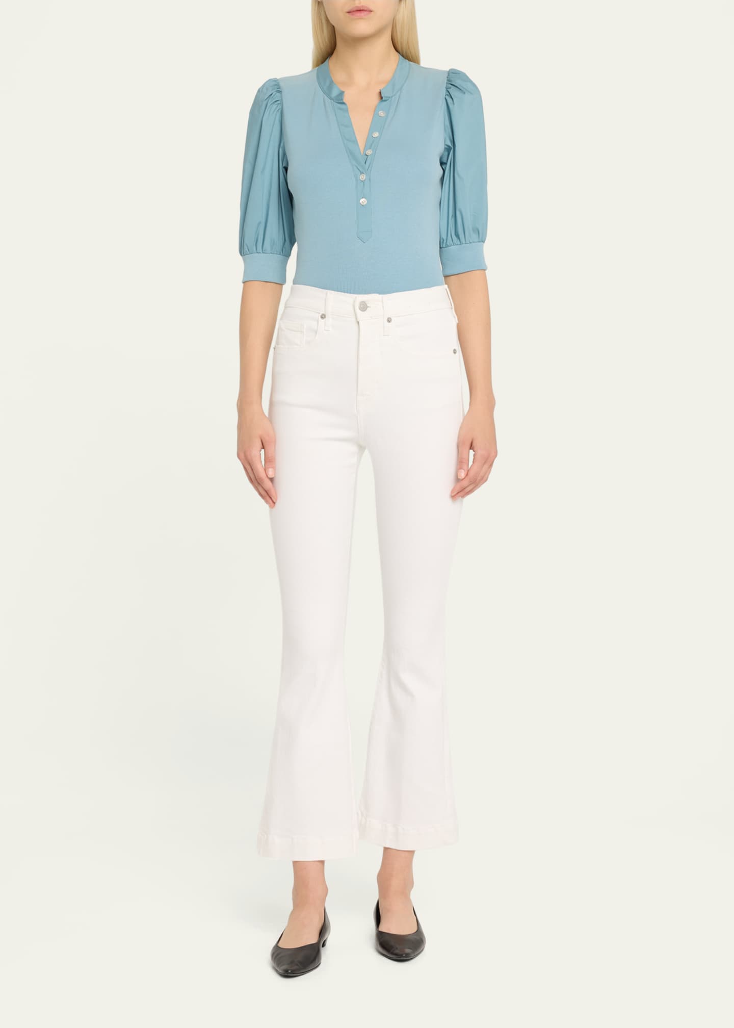 Veronica Beard Carson High-Rise Ankle Flare Jeans Image 2 of 5