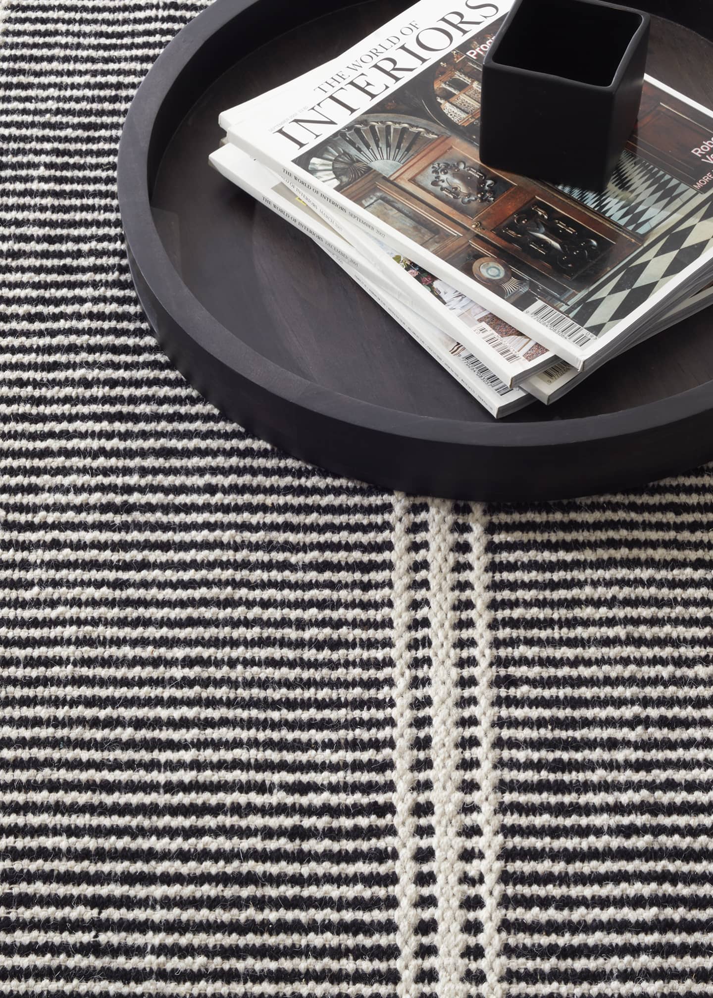 Annie Selke Malta Black/Ivory Handwoven Rug, 9' x 12' Image 2 of 3
