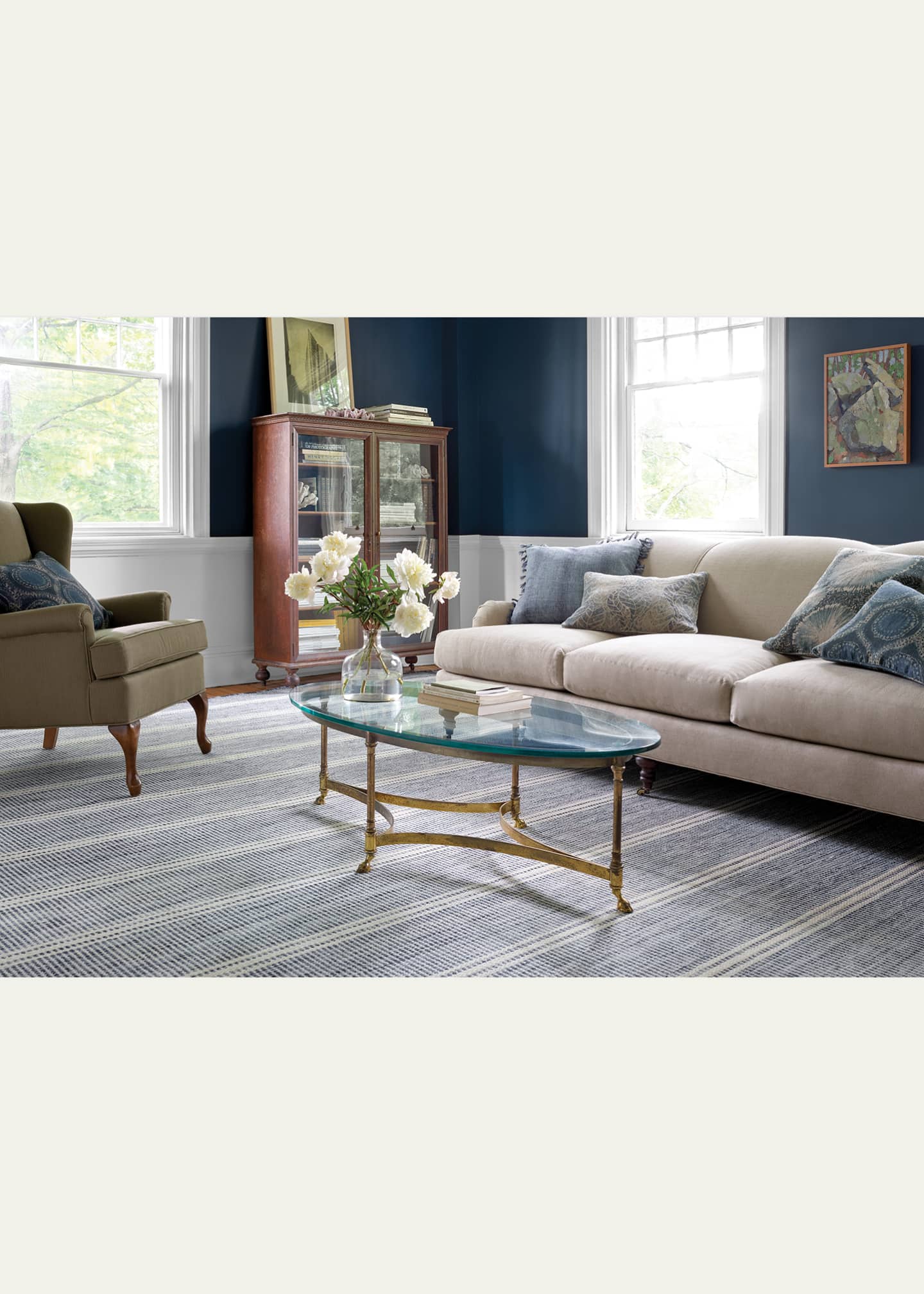 Annie Selke Malta Blue Handwoven Rug, 5' x 8' Image 4 of 5