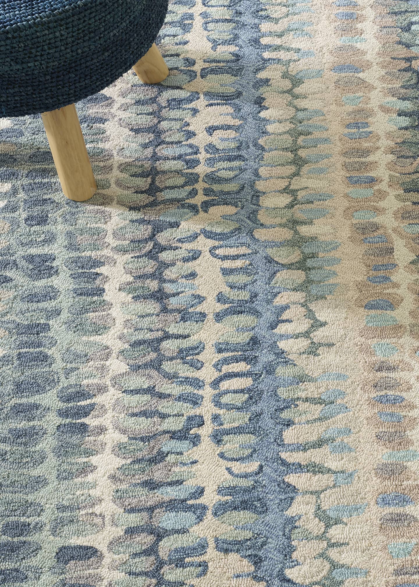 Annie Selke Paint Chip Blue Micro-Hooked Rug, 4' x 6' Image 2 of 5