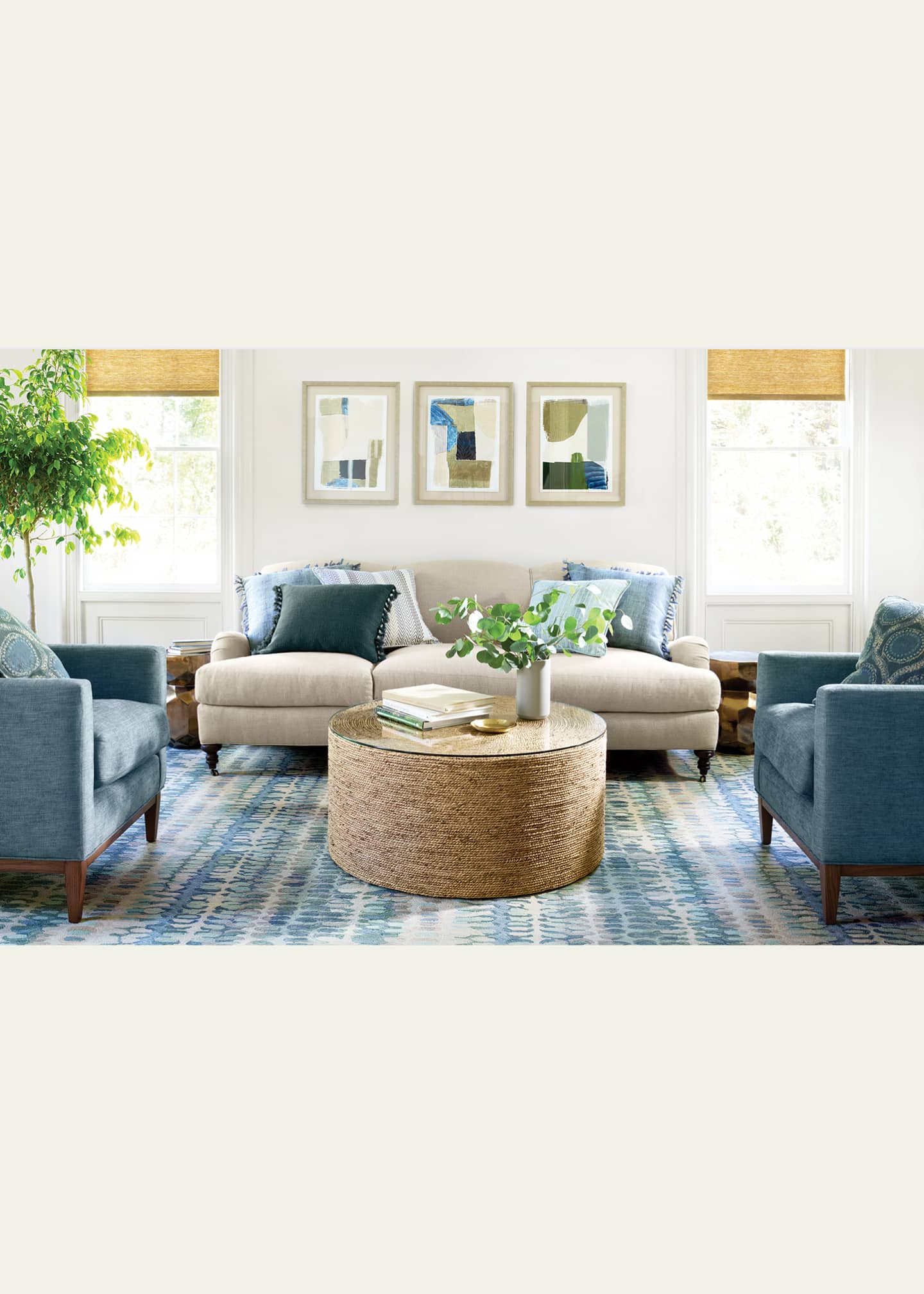 Annie Selke Paint Chip Blue Micro-Hooked Rug, 4' x 6' Image 4 of 5