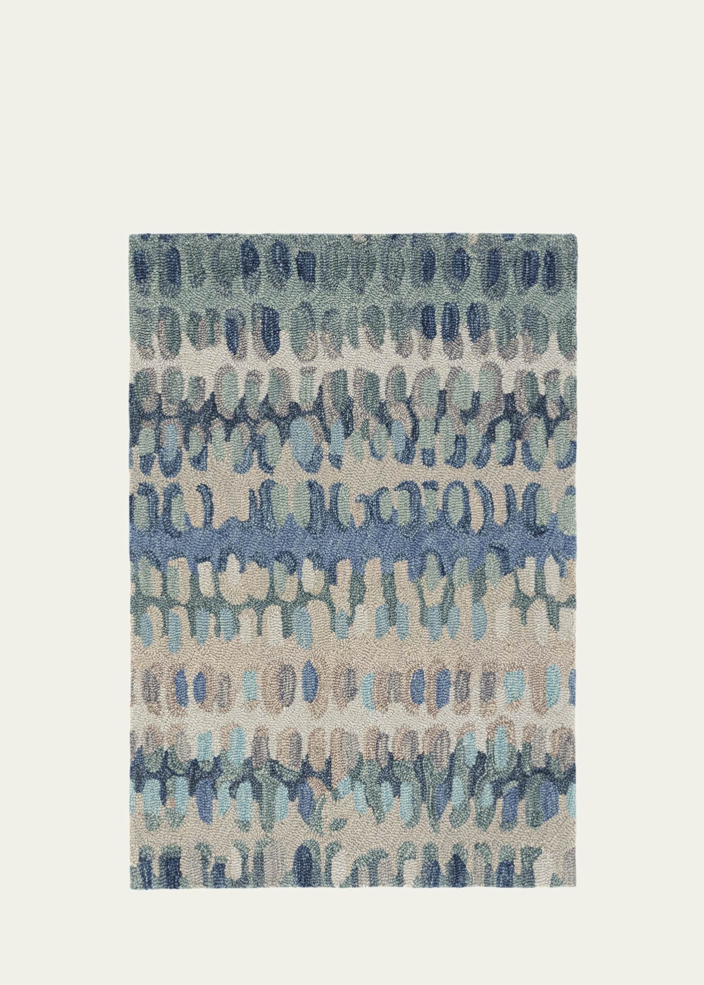 Annie Selke Paint Chip Blue Micro-Hooked Rug, 4' x 6' Image 1 of 5