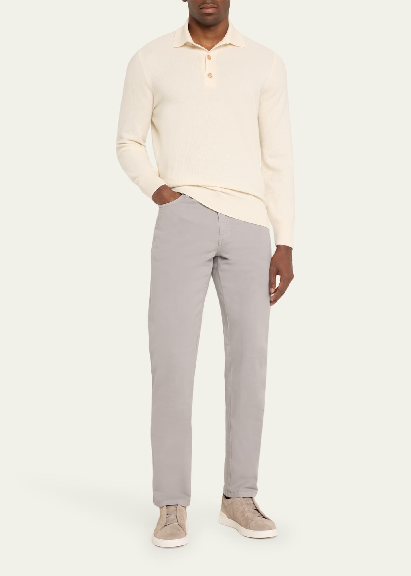 ZEGNA Men's Blue Grey Stretch Gabardine Pants Image 2 of 5