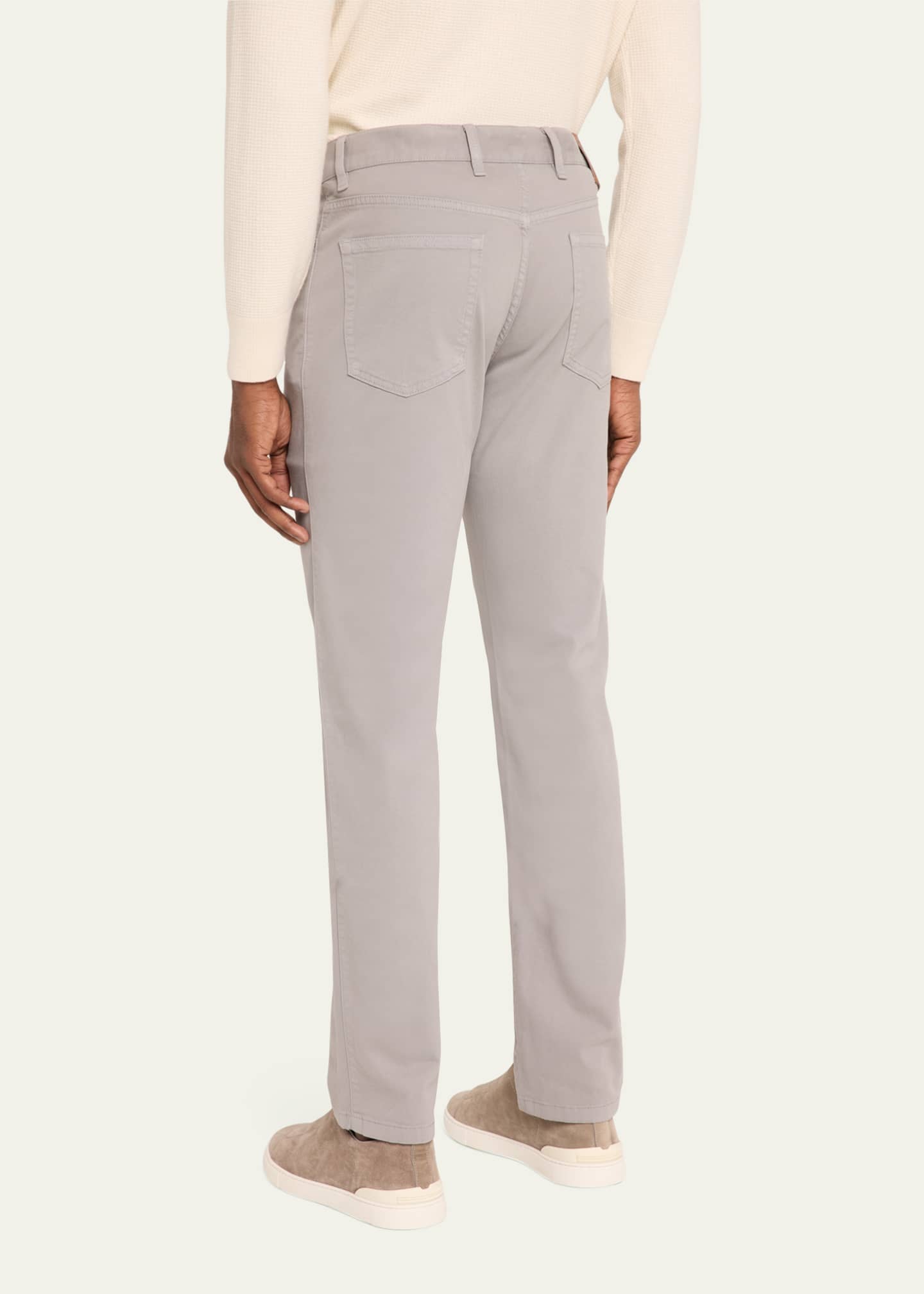 ZEGNA Men's Blue Grey Stretch Gabardine Pants Image 3 of 5