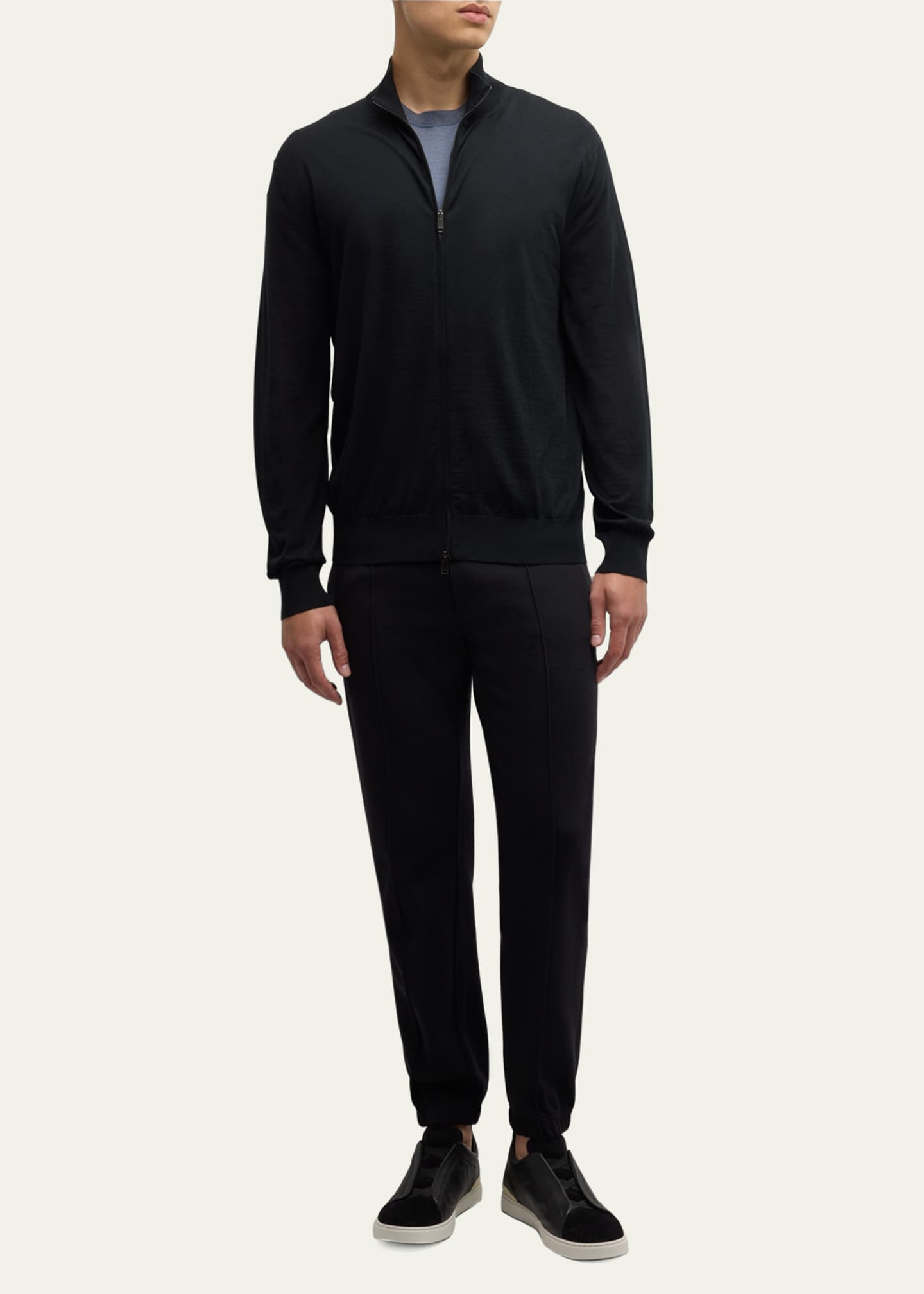 ZEGNA Men's High-Performance Wool Full-Zip Sweater Image 2 of 5