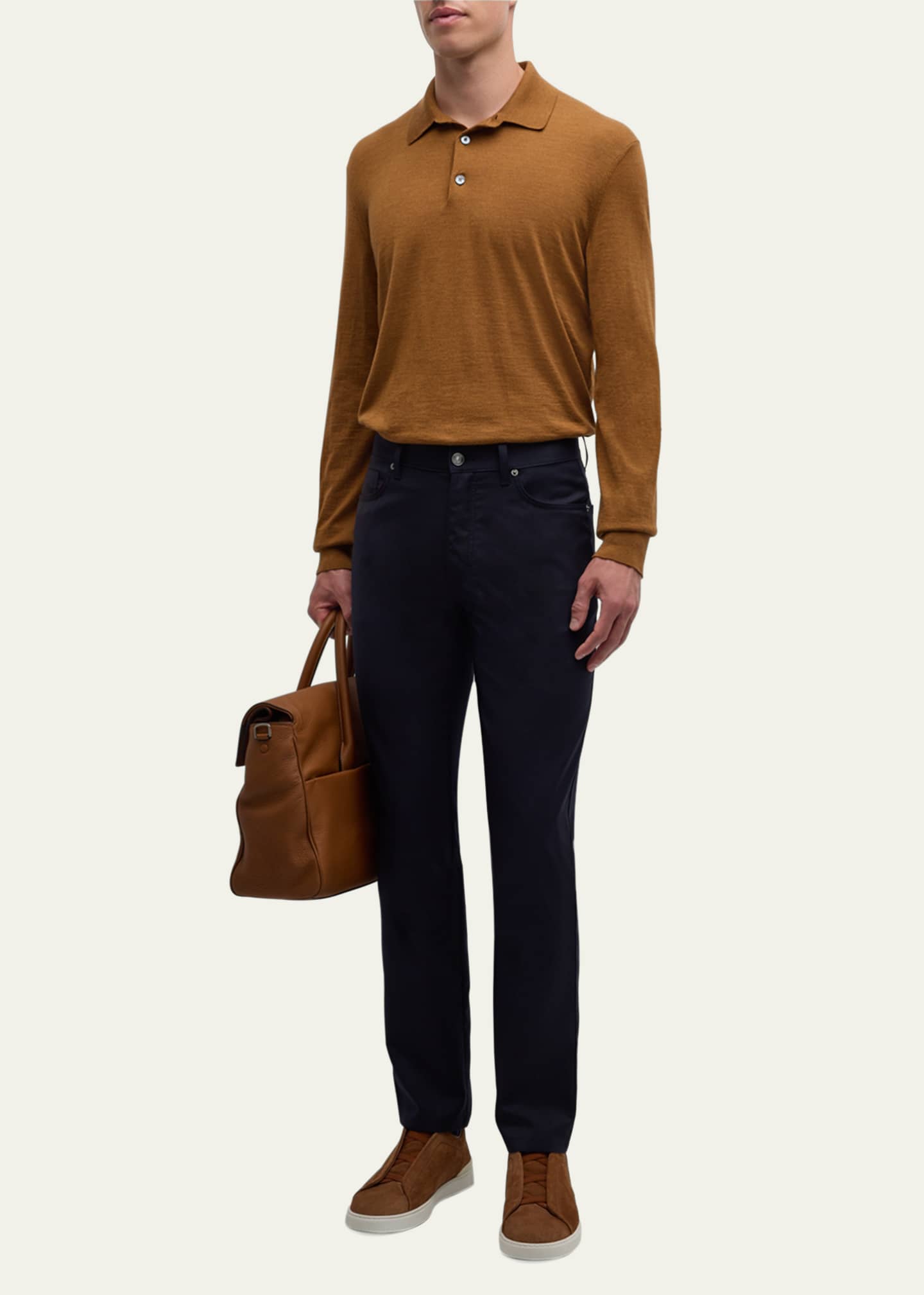 ZEGNA Men's Natural Comfort Wool 5-Pocket Pants Image 2 of 5