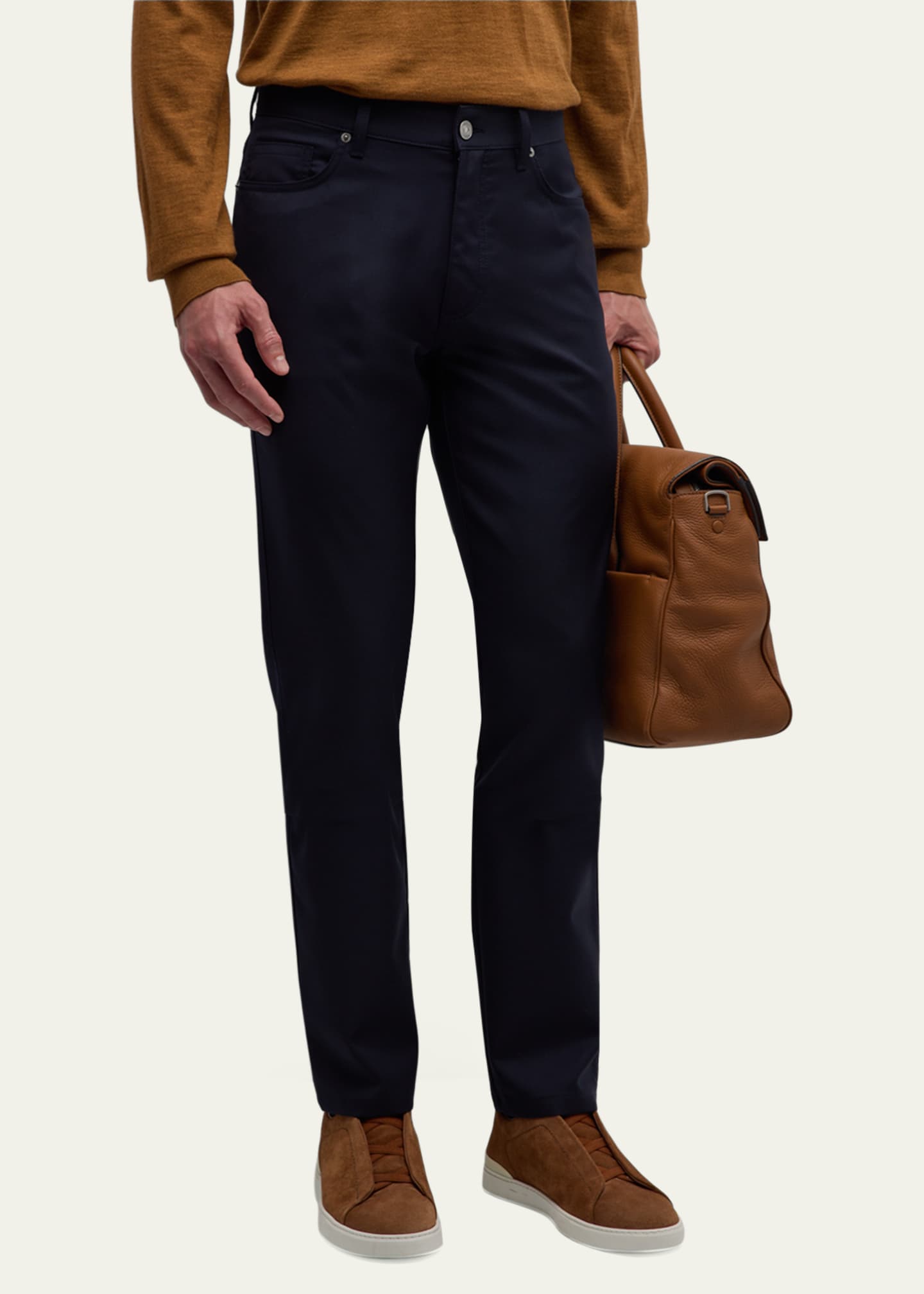 ZEGNA Men's Natural Comfort Wool 5-Pocket Pants Image 4 of 5