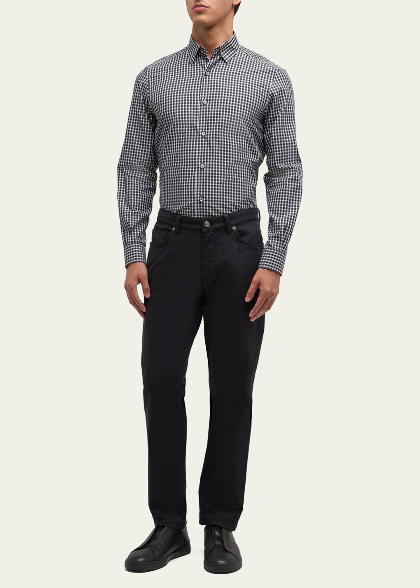 ZEGNA Men's Centoquaranta Cotton Plaid Sport Shirt Image 2 of 5