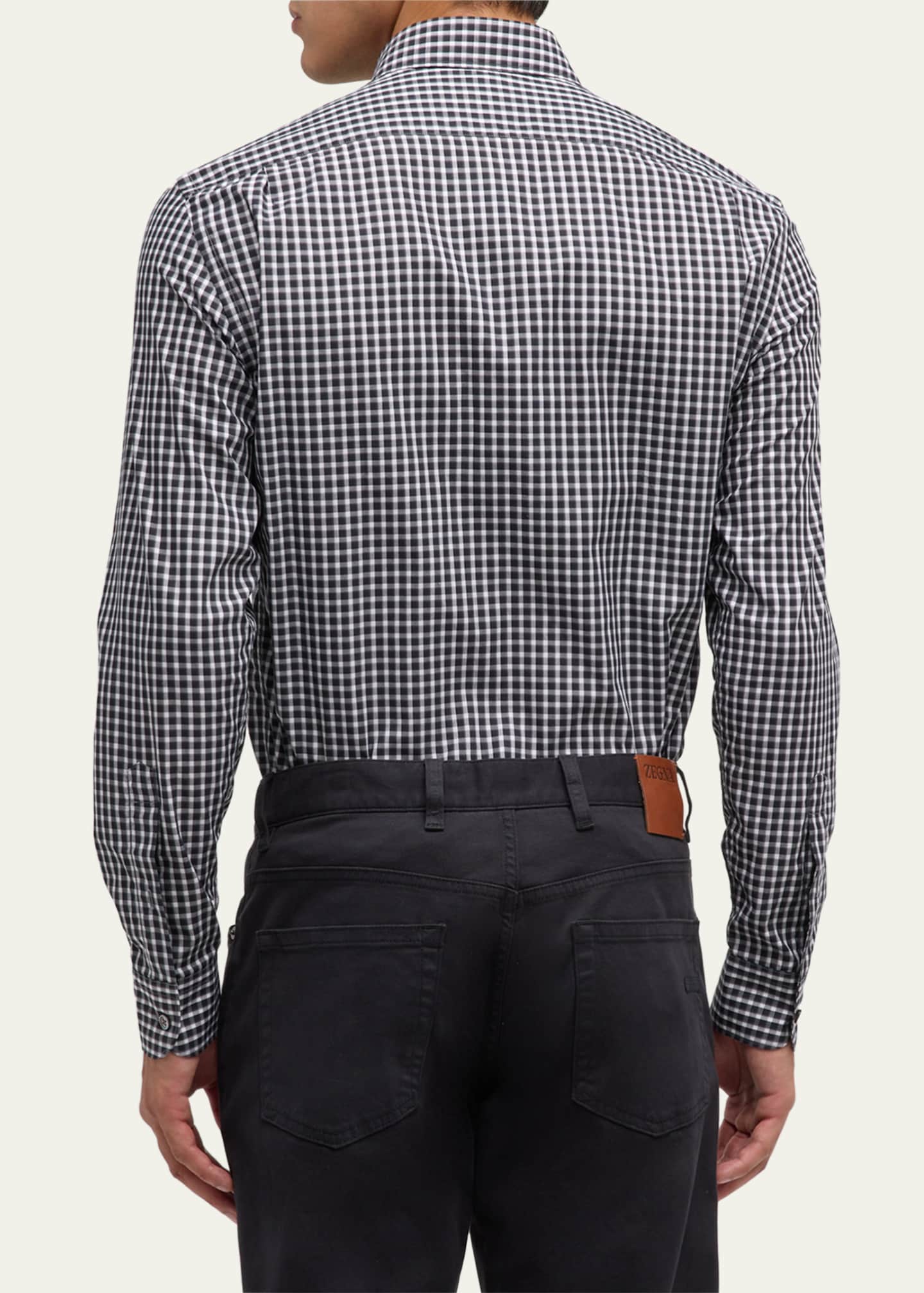 ZEGNA Men's Centoquaranta Cotton Plaid Sport Shirt Image 3 of 5