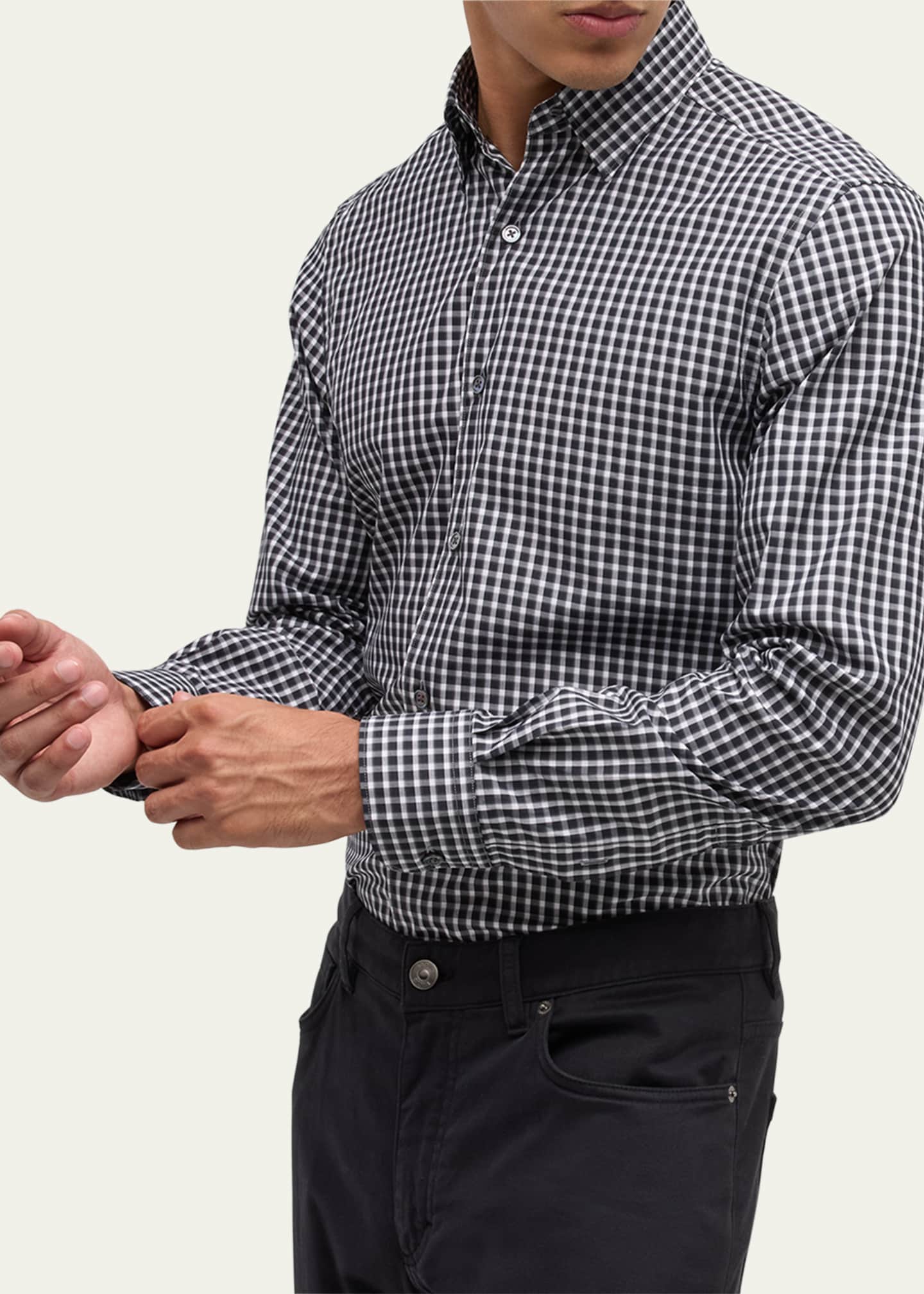 ZEGNA Men's Centoquaranta Cotton Plaid Sport Shirt Image 4 of 5