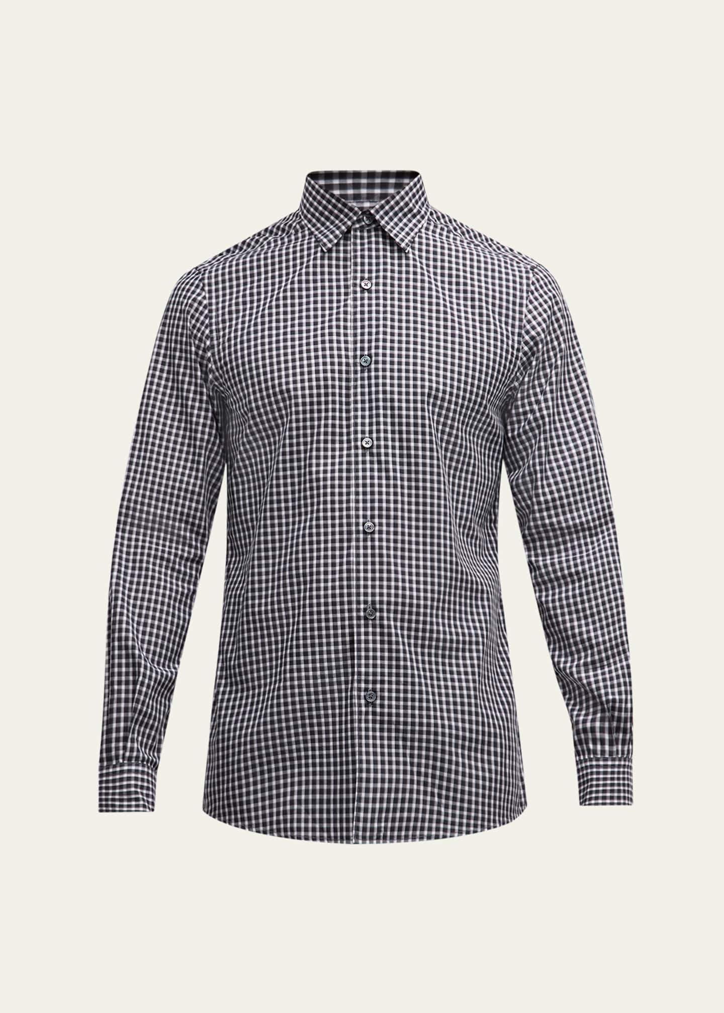 ZEGNA Men's Centoquaranta Cotton Plaid Sport Shirt Image 1 of 5