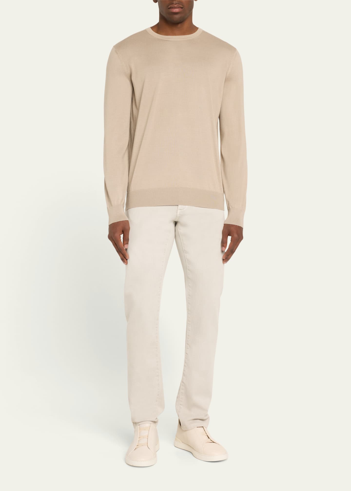 ZEGNA Men's Cashseta Cashmere and Silk Crewneck Sweater Image 2 of 5