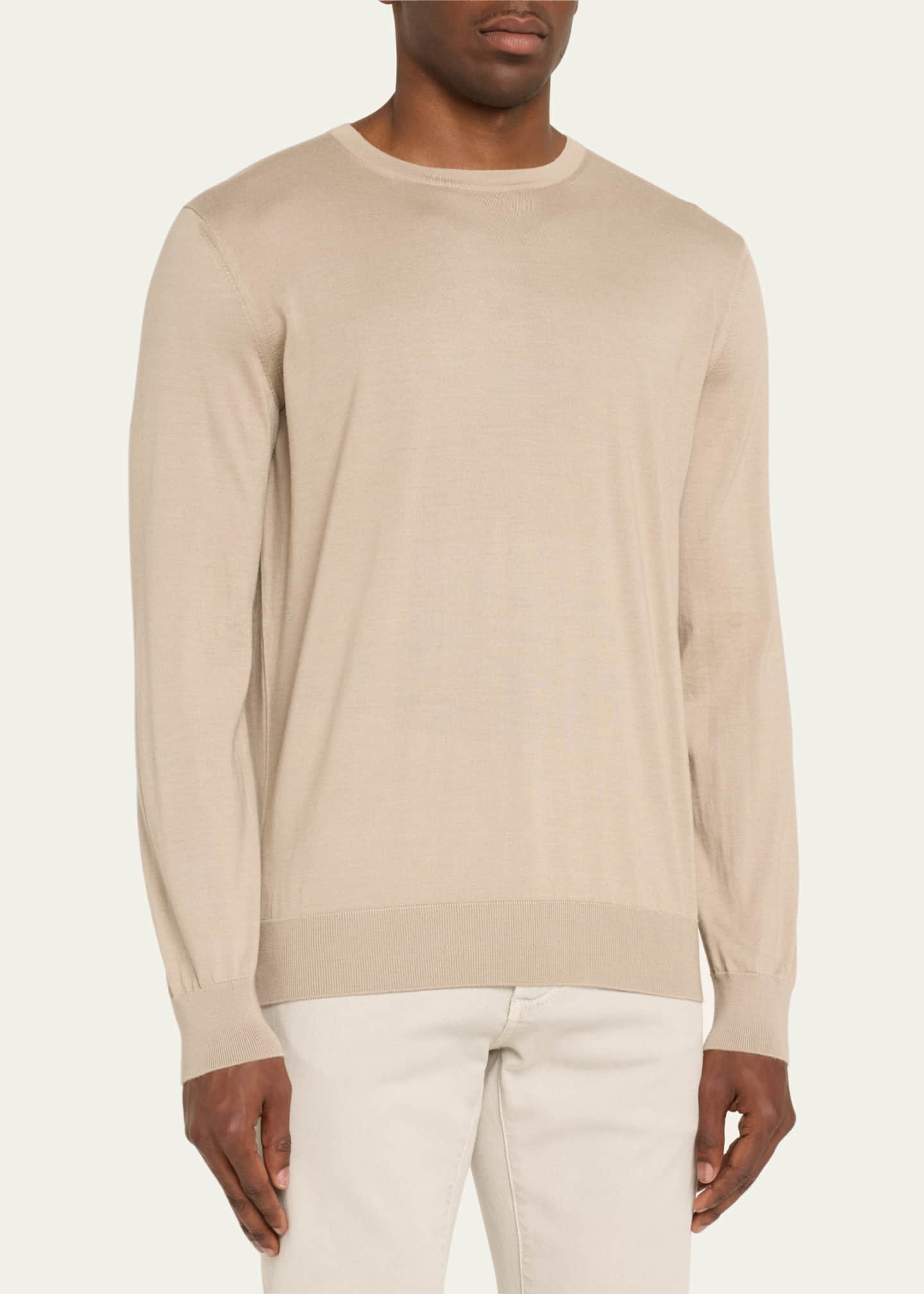 ZEGNA Men's Cashseta Cashmere and Silk Crewneck Sweater Image 4 of 5