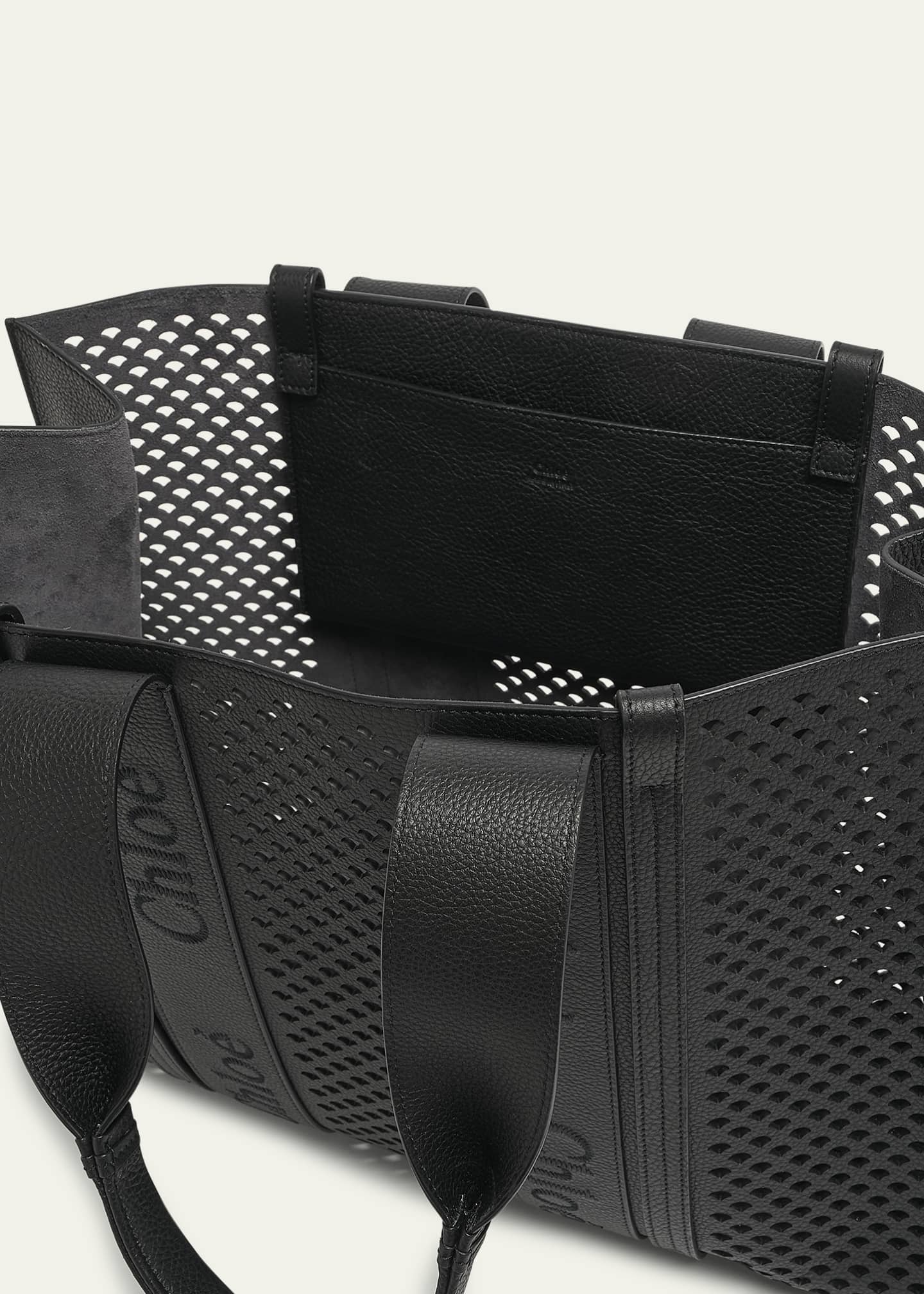 Chloe Woody Large Tote Bag in Perforated Leather Image 4 of 5