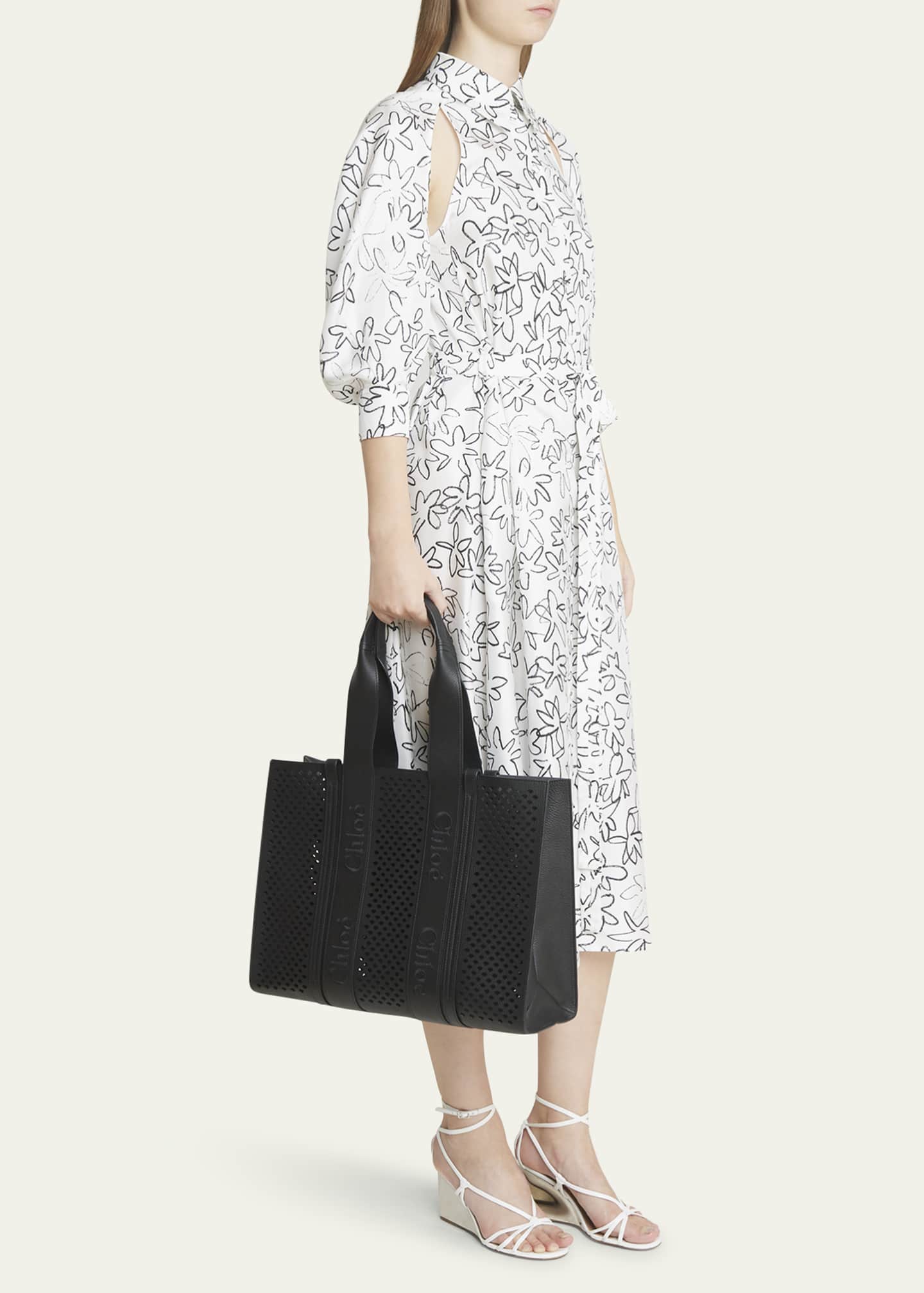 Chloe Woody Large Tote Bag in Perforated Leather Image 5 of 5