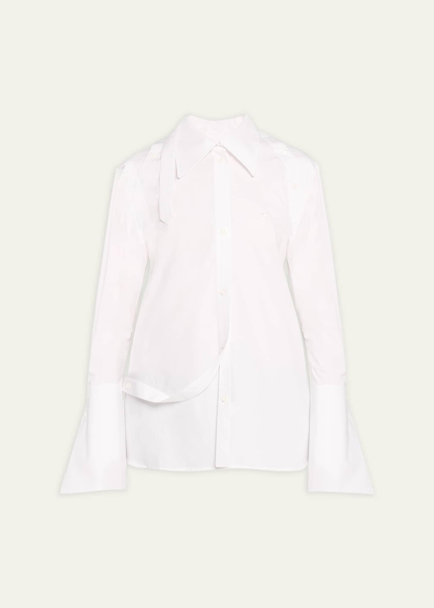 Courreges Layered One-Shoulder Button-Front Blouse