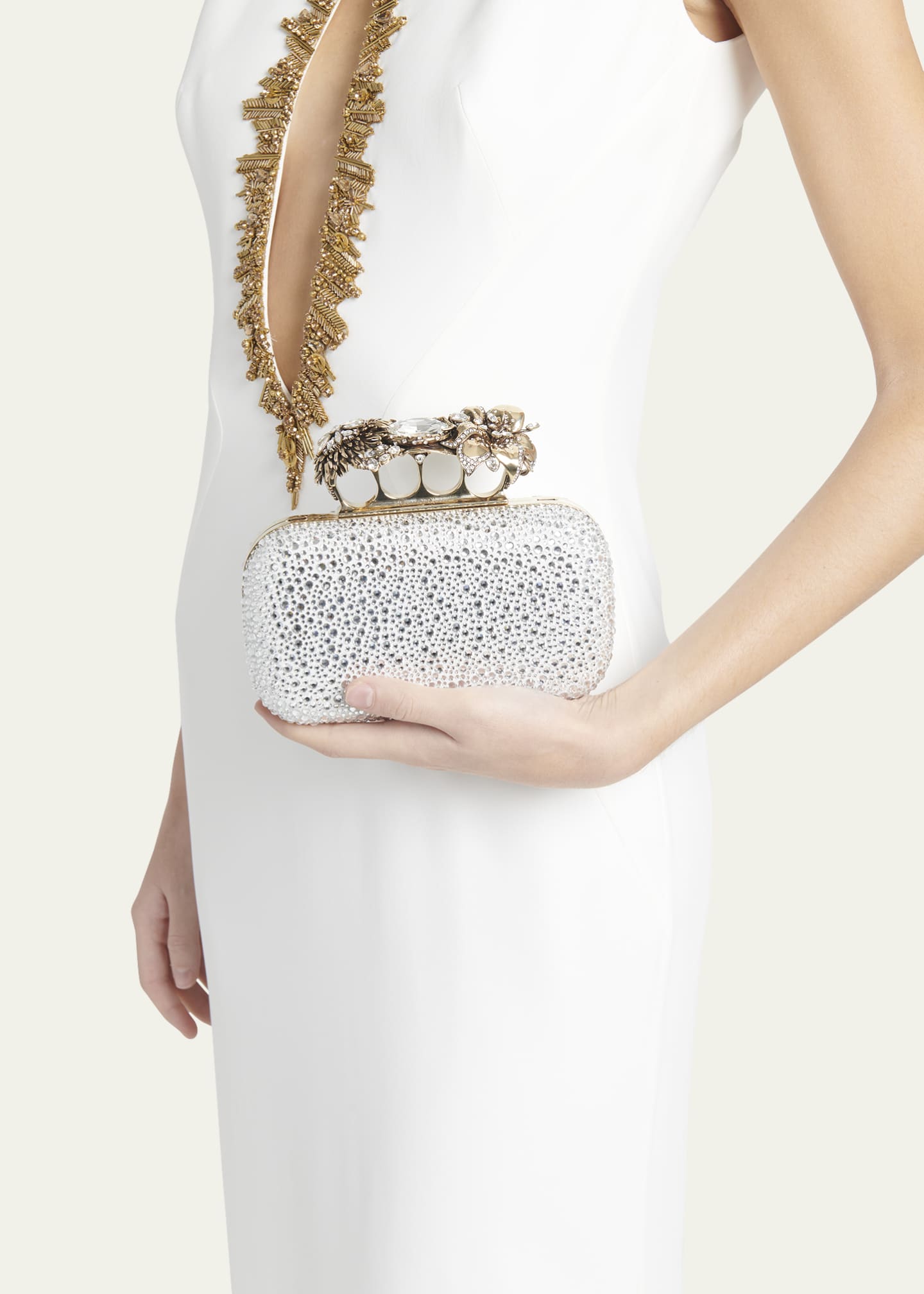 McQueen Flower Embellished Clutch Bag Image 2 of 5