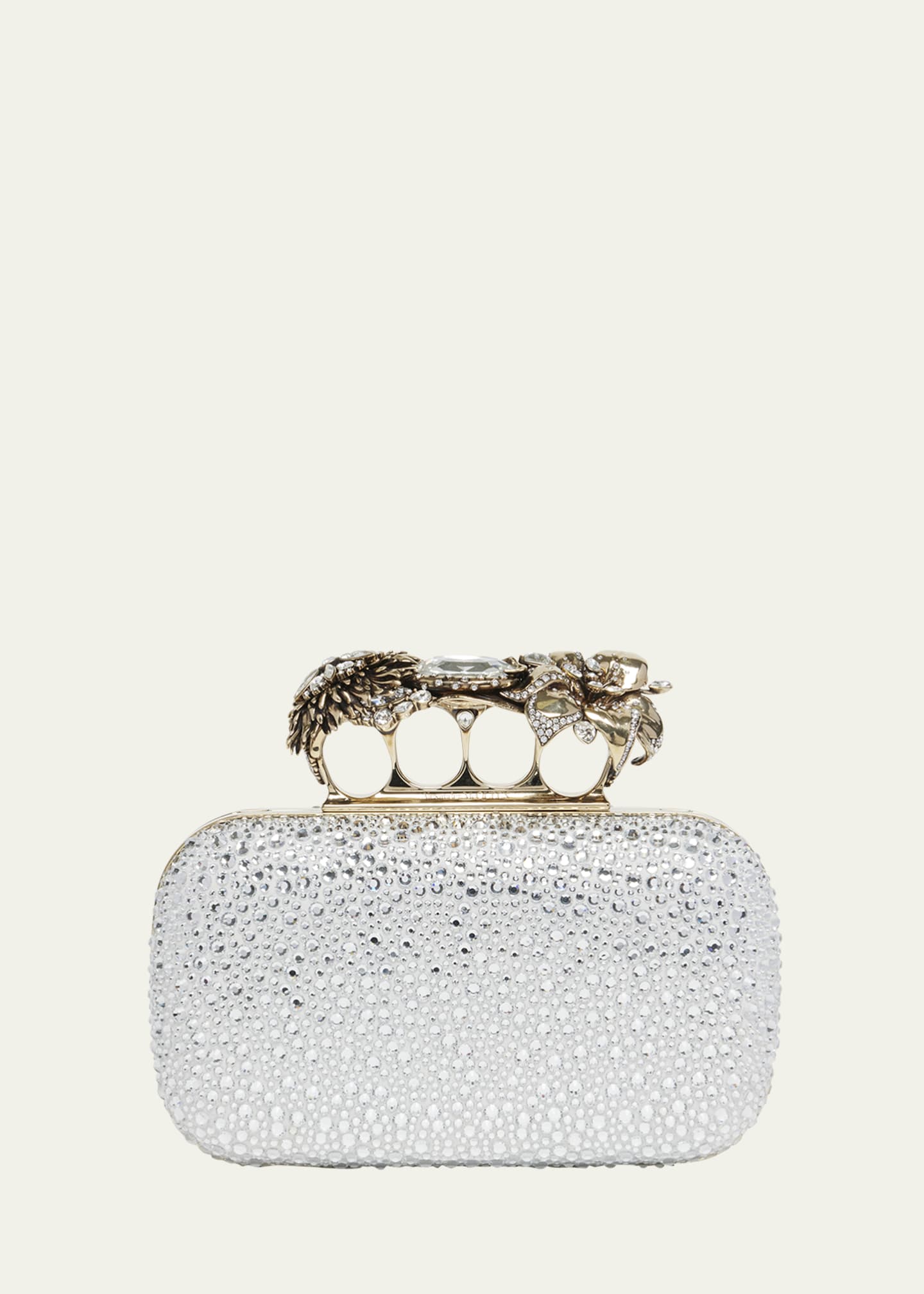 McQueen Flower Embellished Clutch Bag Image 1 of 5
