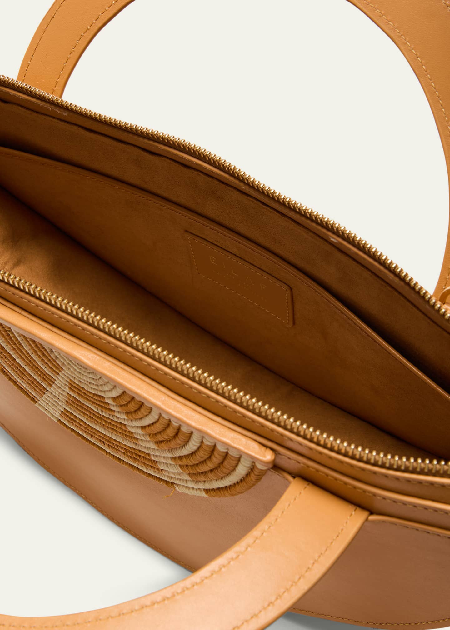 EILAF Medani XL Leather & Straw Top-Handle Bag Image 4 of 5