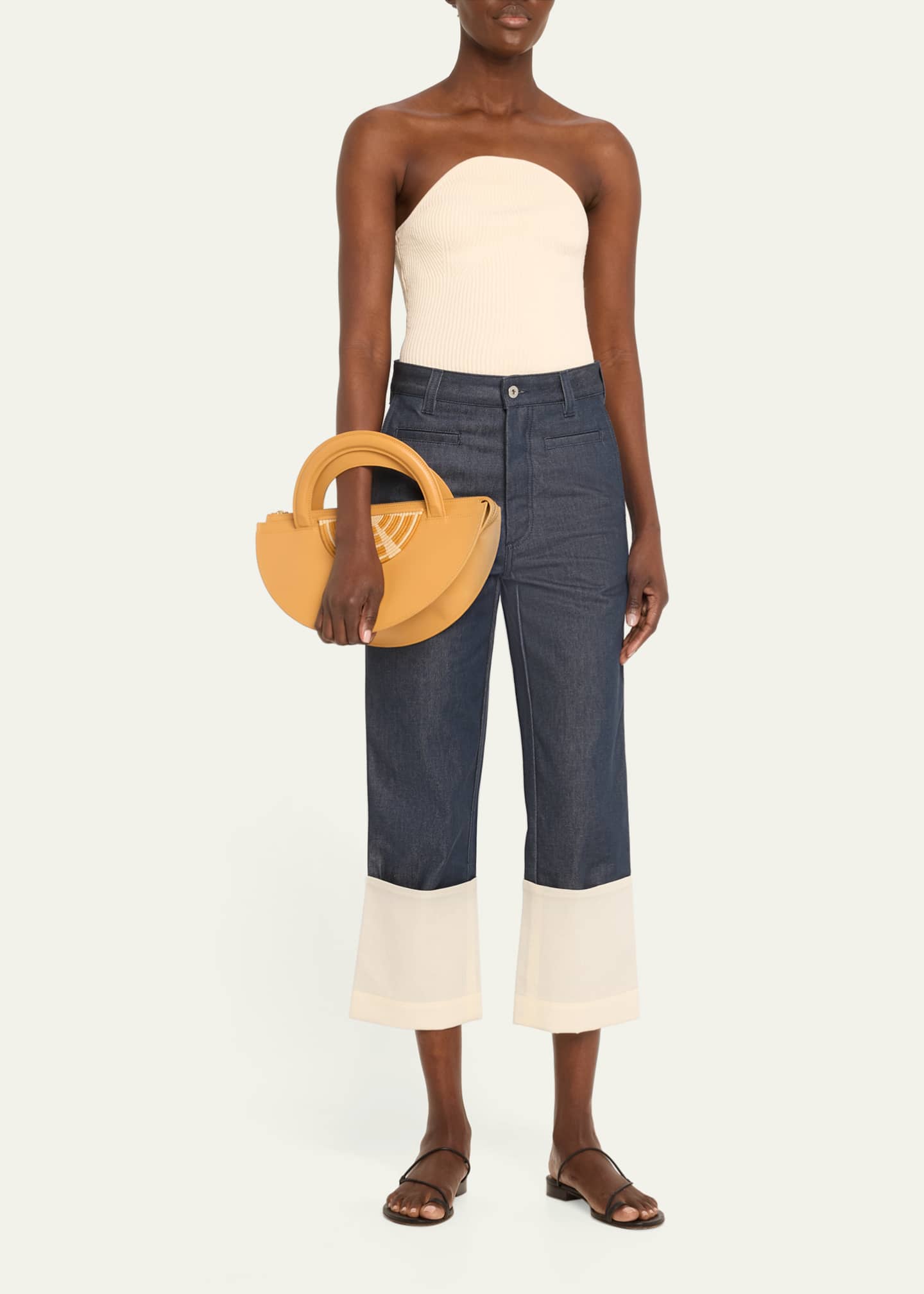 EILAF Medani XL Leather & Straw Top-Handle Bag Image 5 of 5