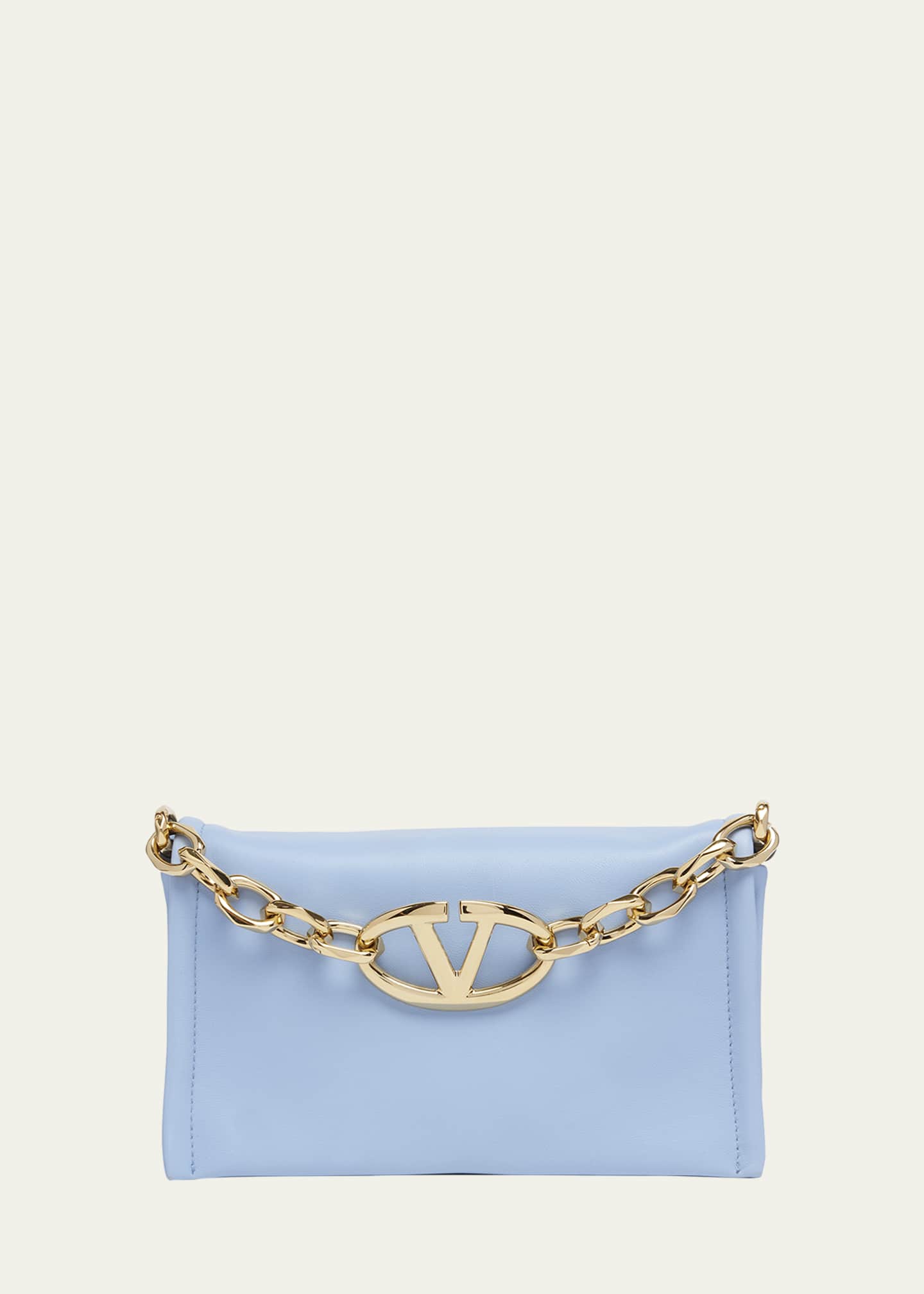 Valentino Garavani VLOGO Mini Flap Leather Clutch Bag