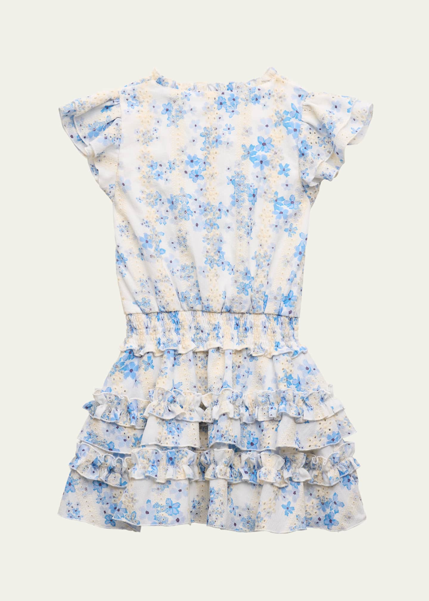 Flowers by Zoe Girl's Floral Tiered Short-Sleeve Dress, Size 4-6 Image 2 of 3