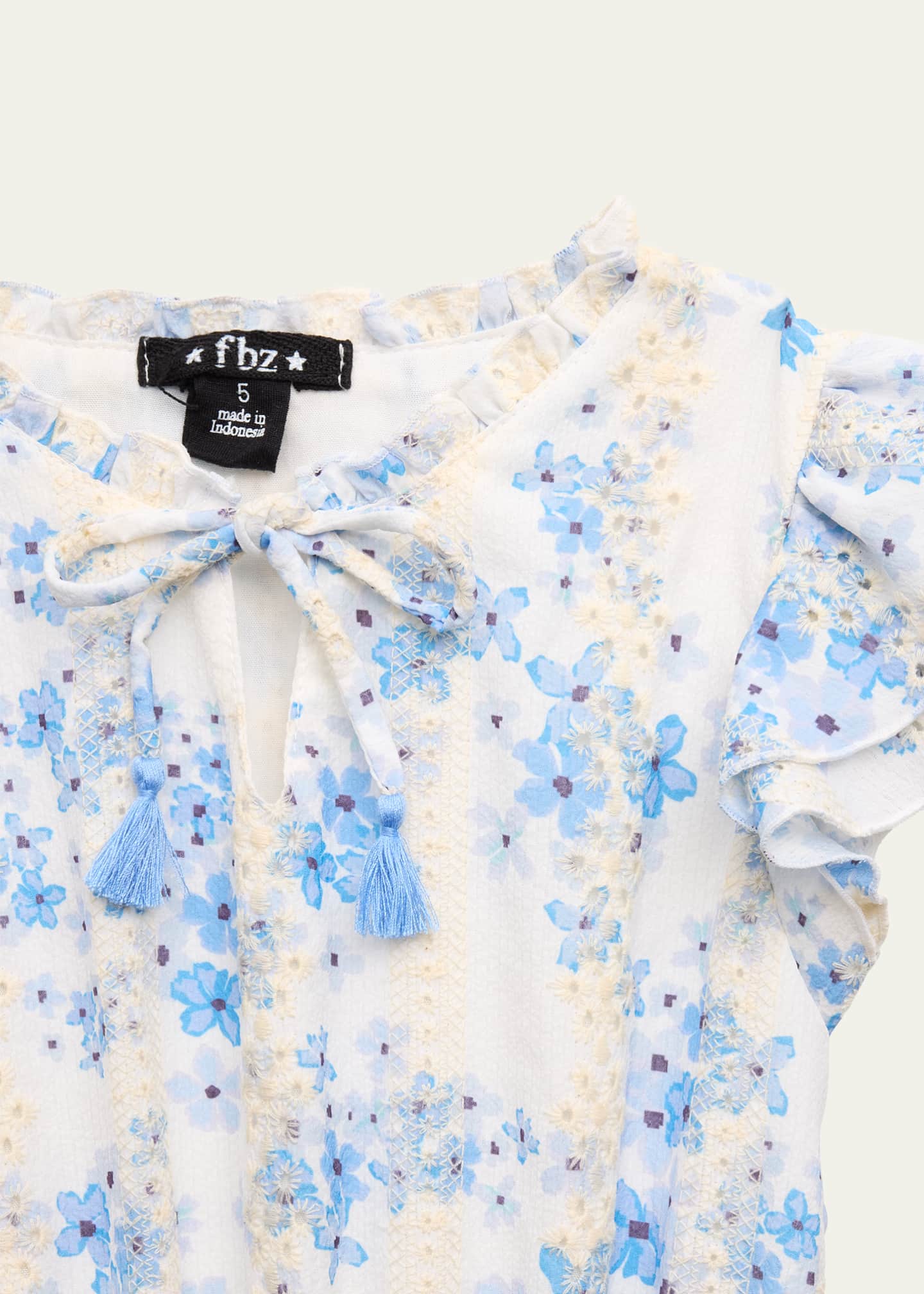 Flowers by Zoe Girl's Floral Tiered Short-Sleeve Dress, Size 4-6 Image 3 of 3