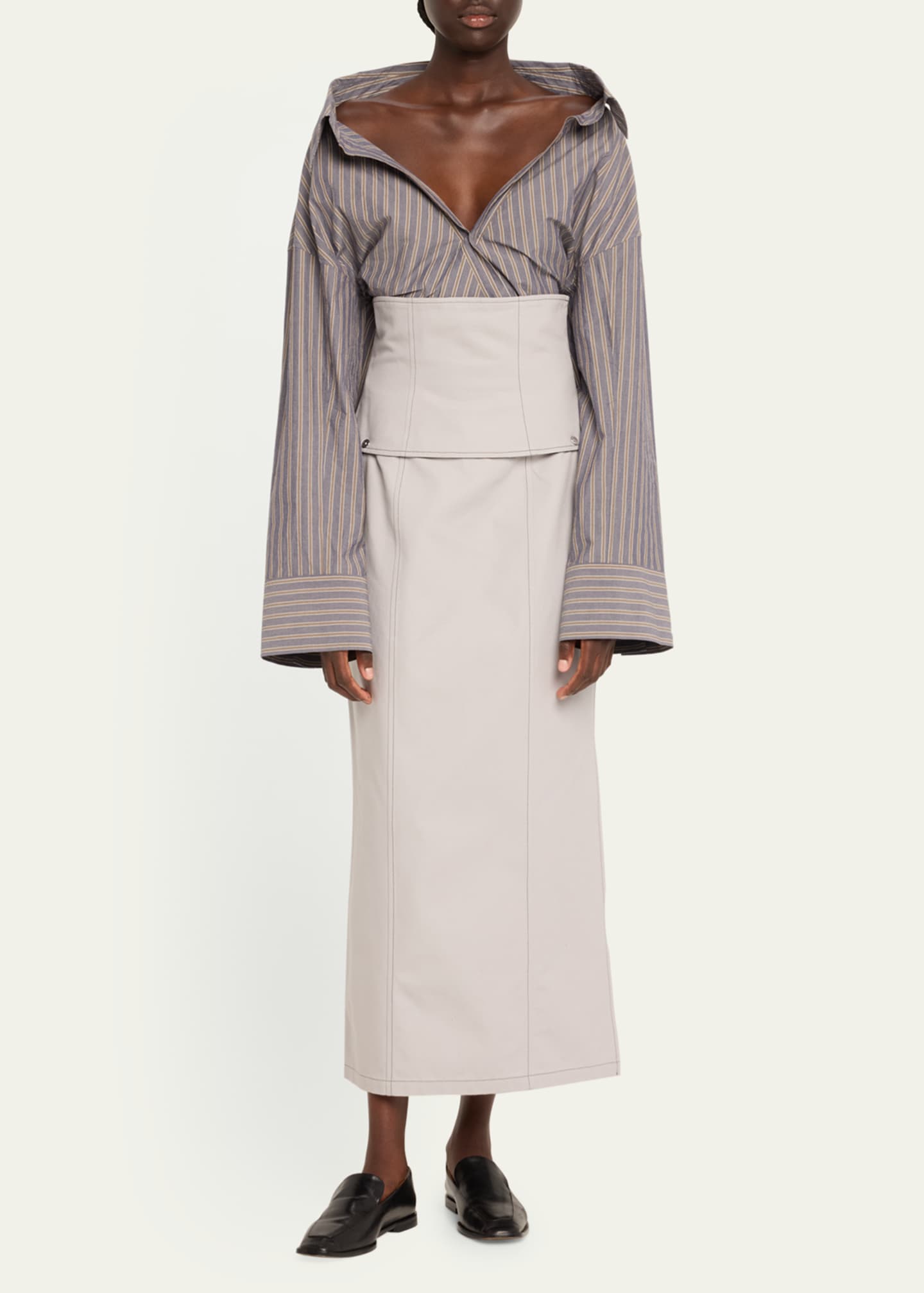 Jane Wade Stripe Long-Sleeve Wrap Shirt Image 2 of 5