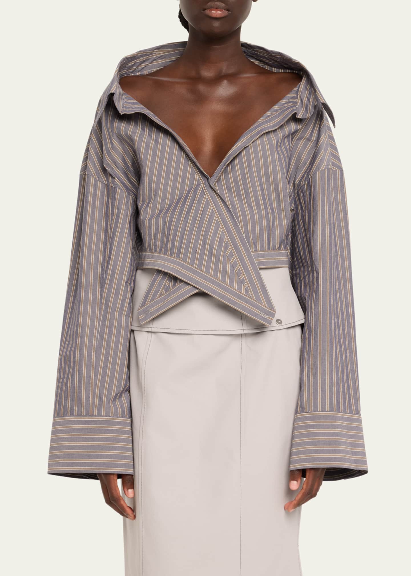 Jane Wade Stripe Long-Sleeve Wrap Shirt Image 4 of 5