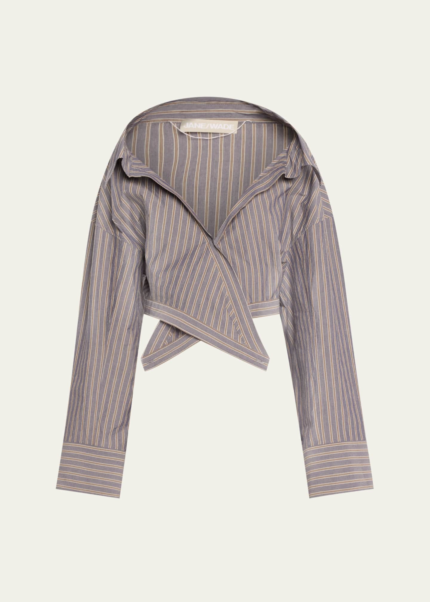 Jane Wade Stripe Long-Sleeve Wrap Shirt Image 1 of 5