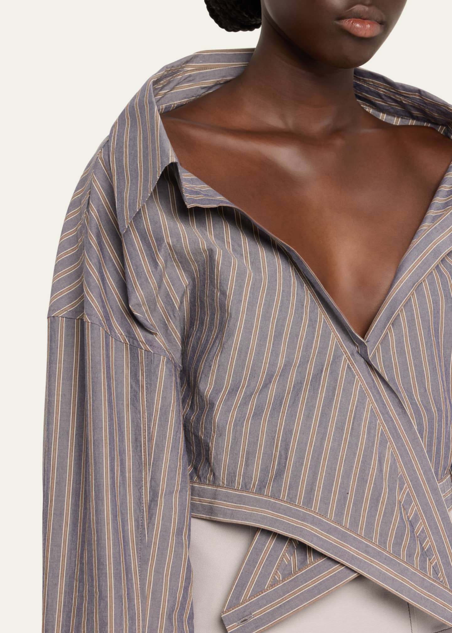 Jane Wade Stripe Long-Sleeve Wrap Shirt Image 5 of 5