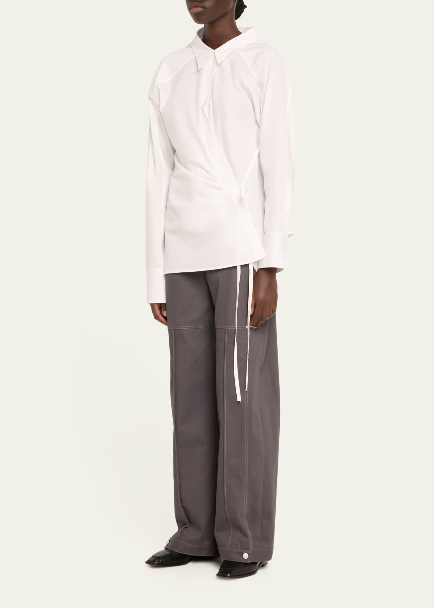 Jane Wade Fuze Long-Sleeve Poplin Wrap Shirt Image 4 of 5