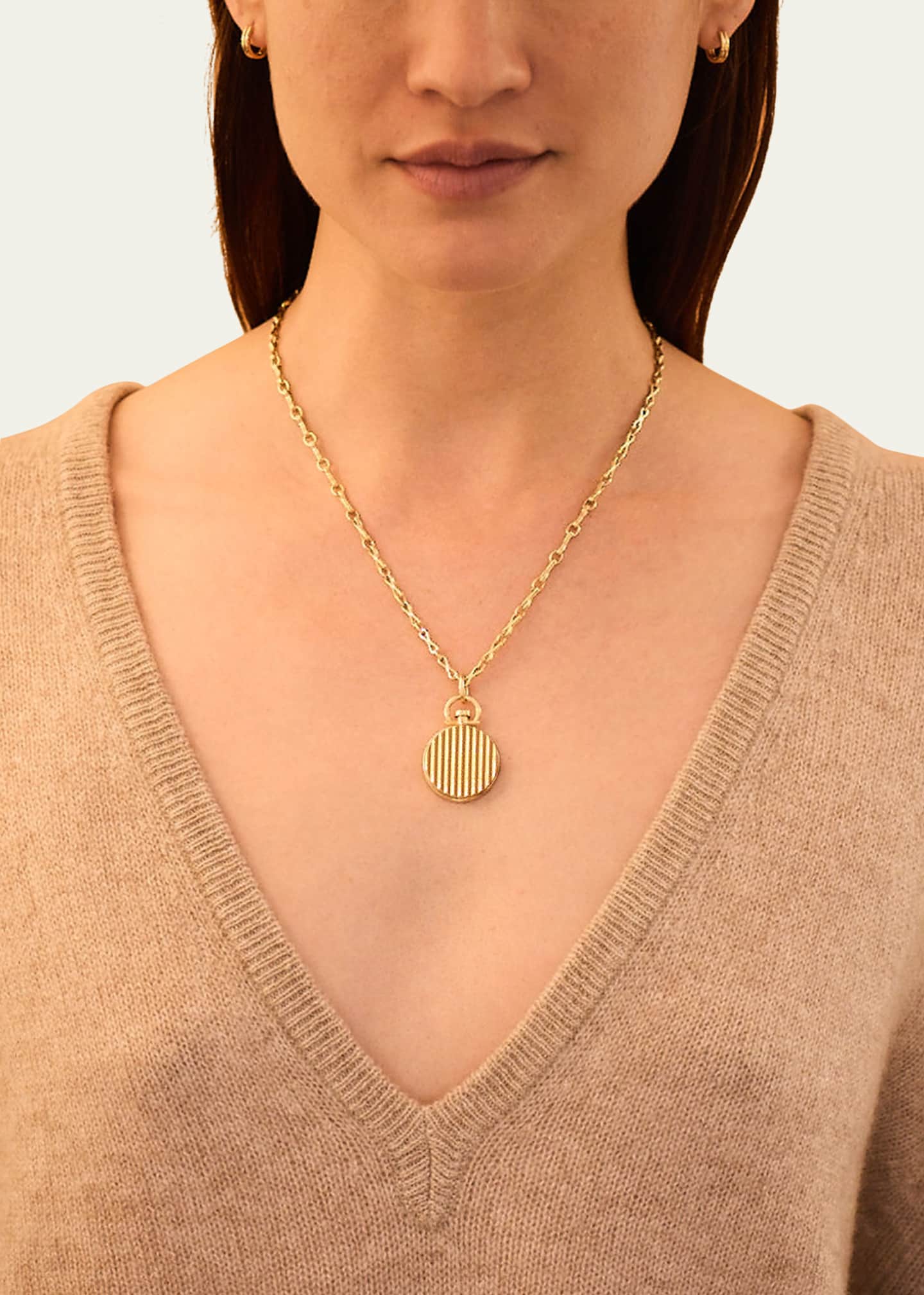 Sherman Field, 1967 18K Yellow Gold Double-Sided Circle Barre Photo Locket Image 2 of 2