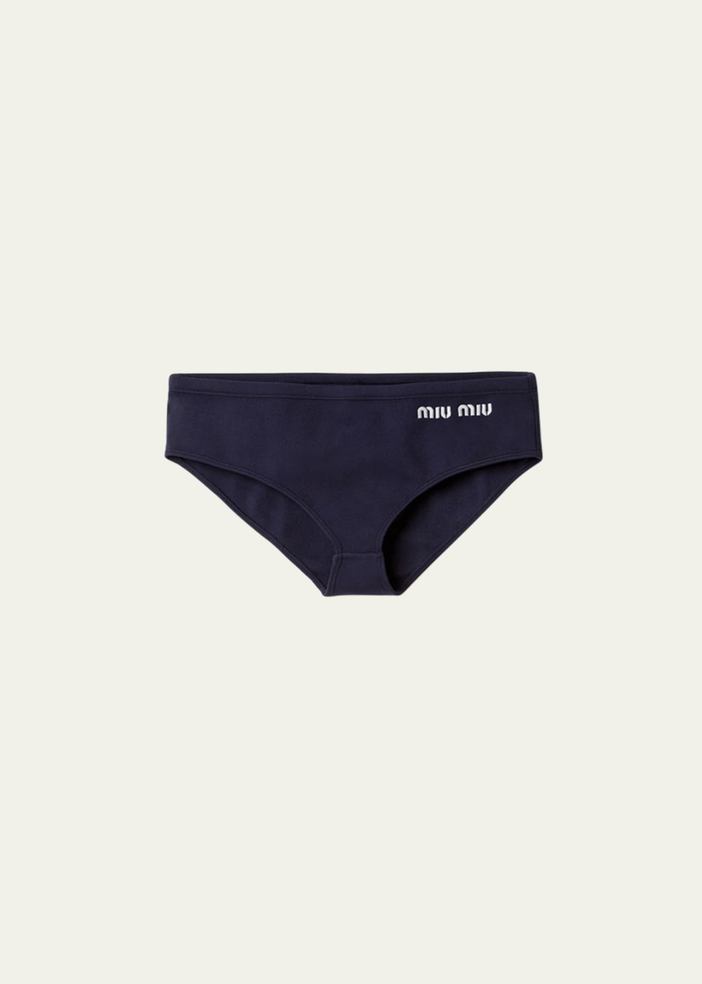 Miu Miu Logo-Embroidered Bikini Bottoms - Bergdorf Goodman