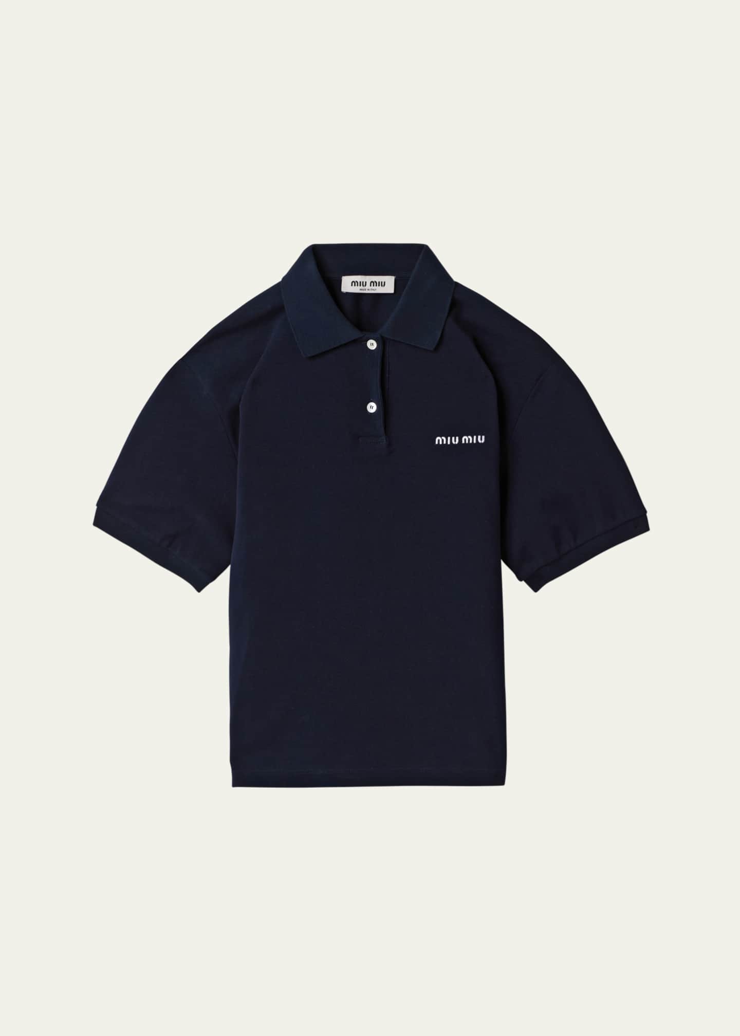 Miu Miu Logo Embroidered Cotton Polo Shirt - Bergdorf Goodman