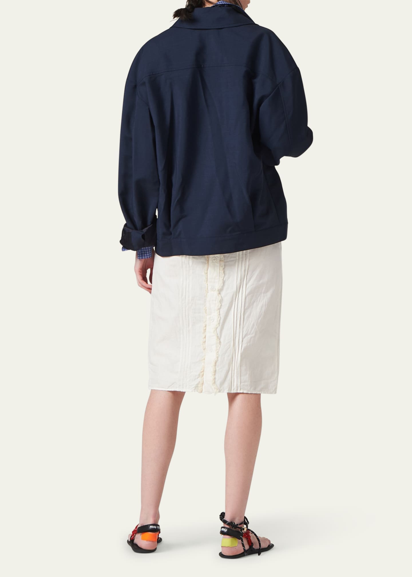 Miu Miu Logo-Embroidered Zip Up Wool Bomber Jacket