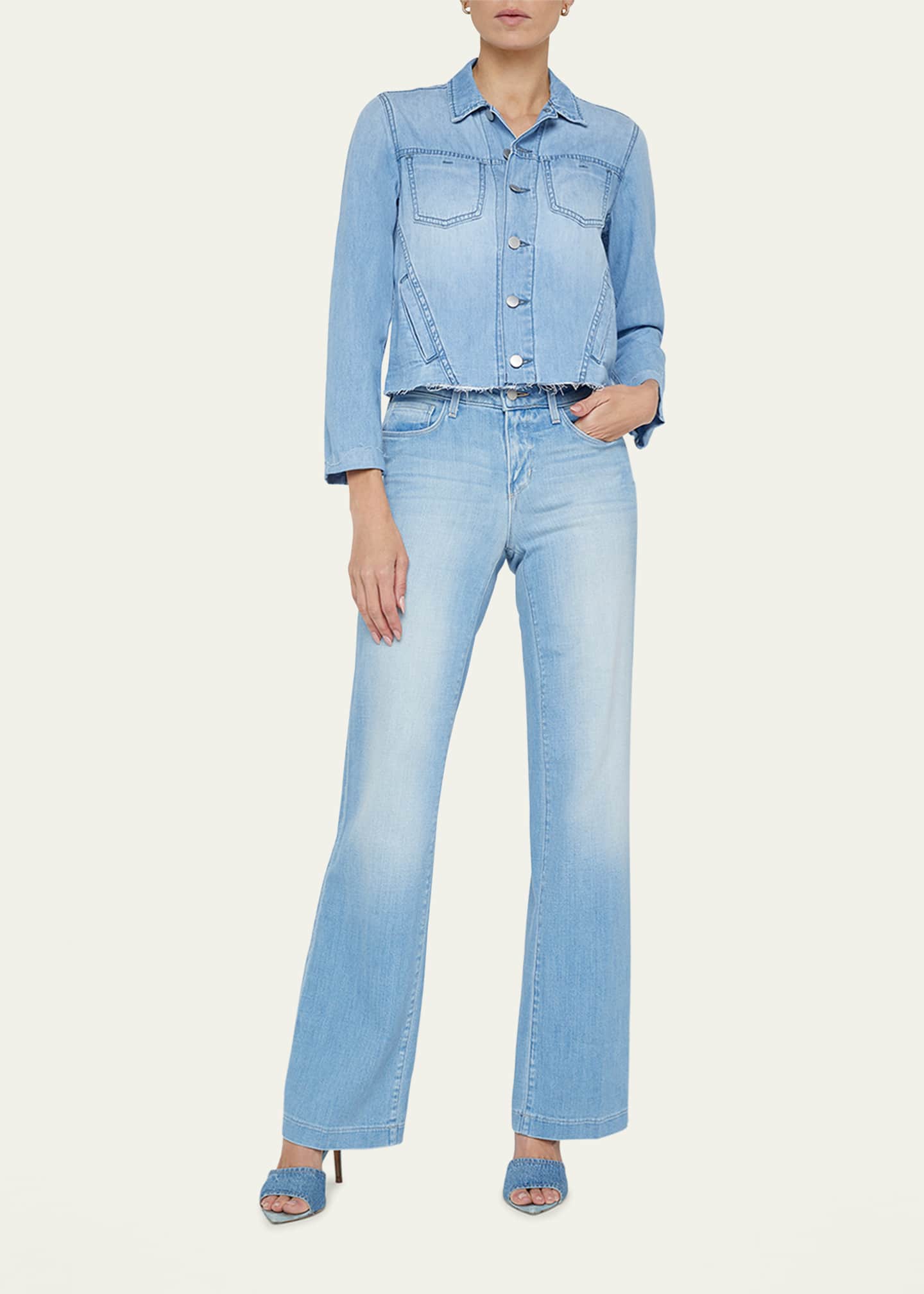 L'Agence Janelle Slim Raw Denim Jacket Image 2 of 4