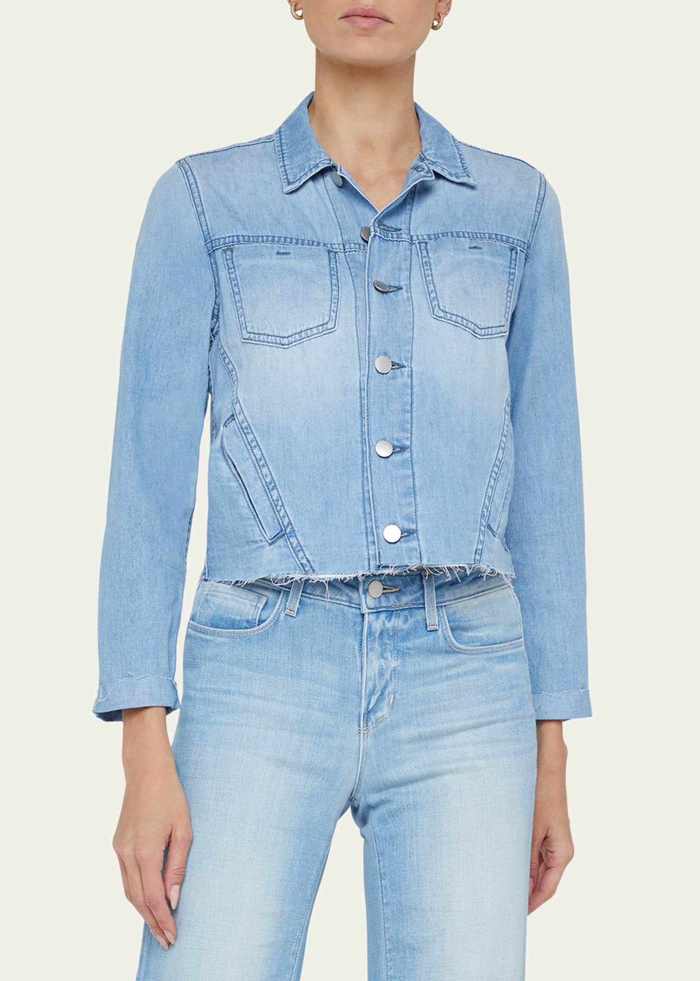 L'Agence Janelle Slim Raw Denim Jacket Image 4 of 4