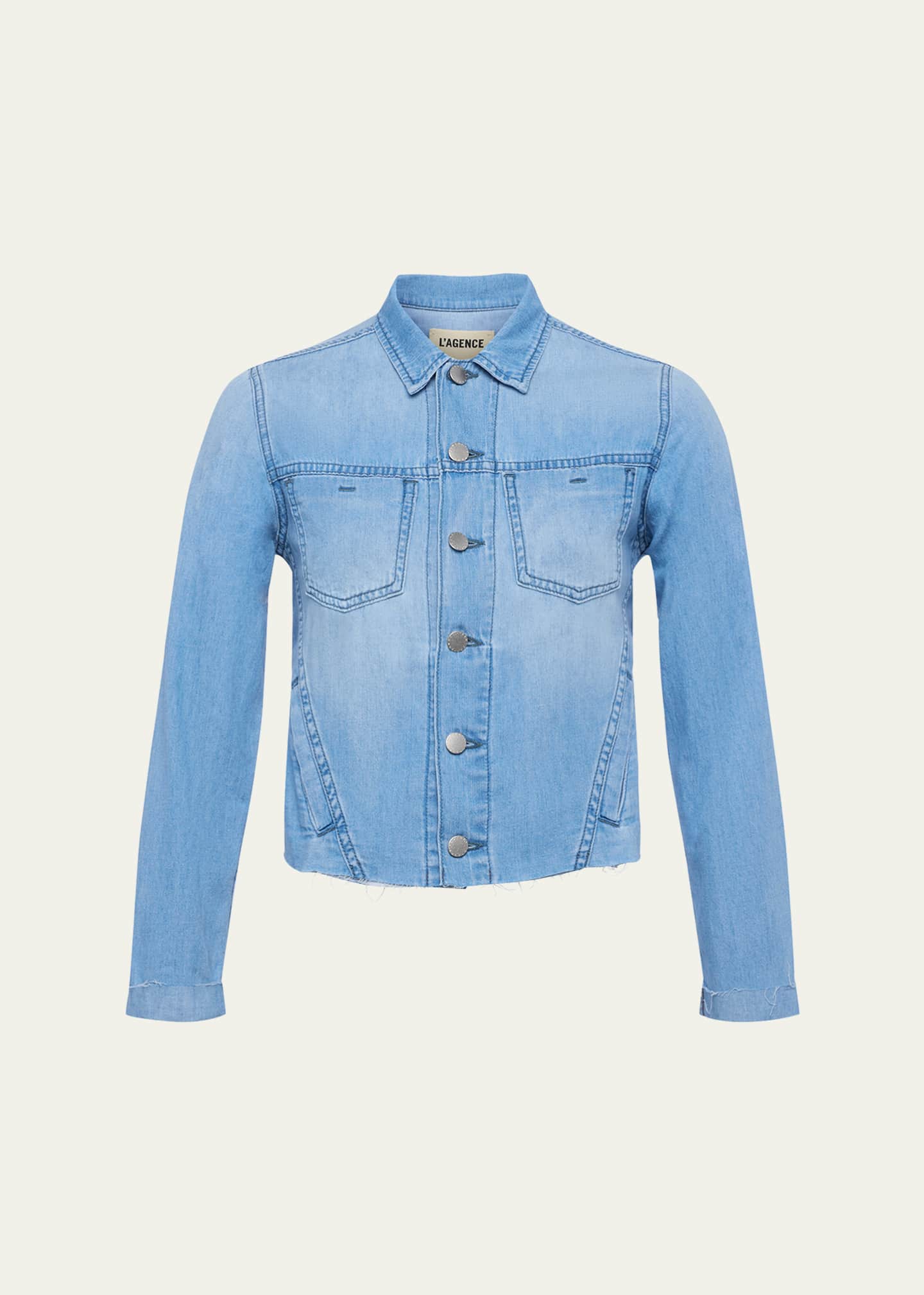 L'Agence Janelle Slim Raw Denim Jacket Image 1 of 4