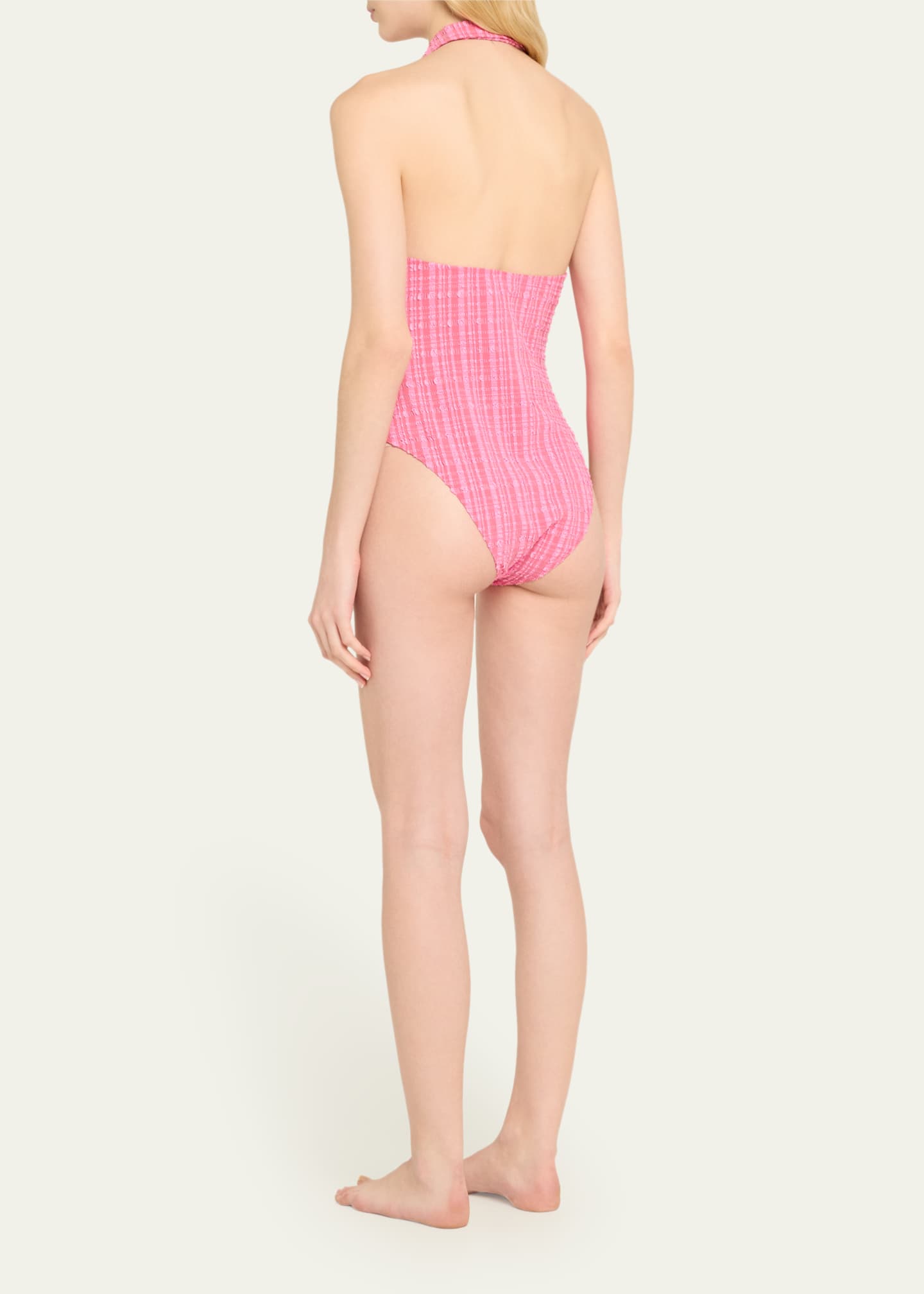 Lisa Marie Fernandez Striped Seersucker Polo One-Piece Swimsuit Image 3 of 4