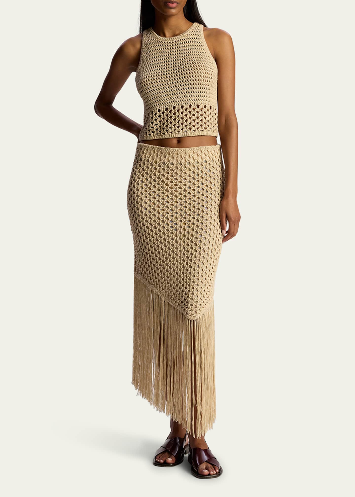 A.L.C. Leona Knit Fringe Midi Skirt