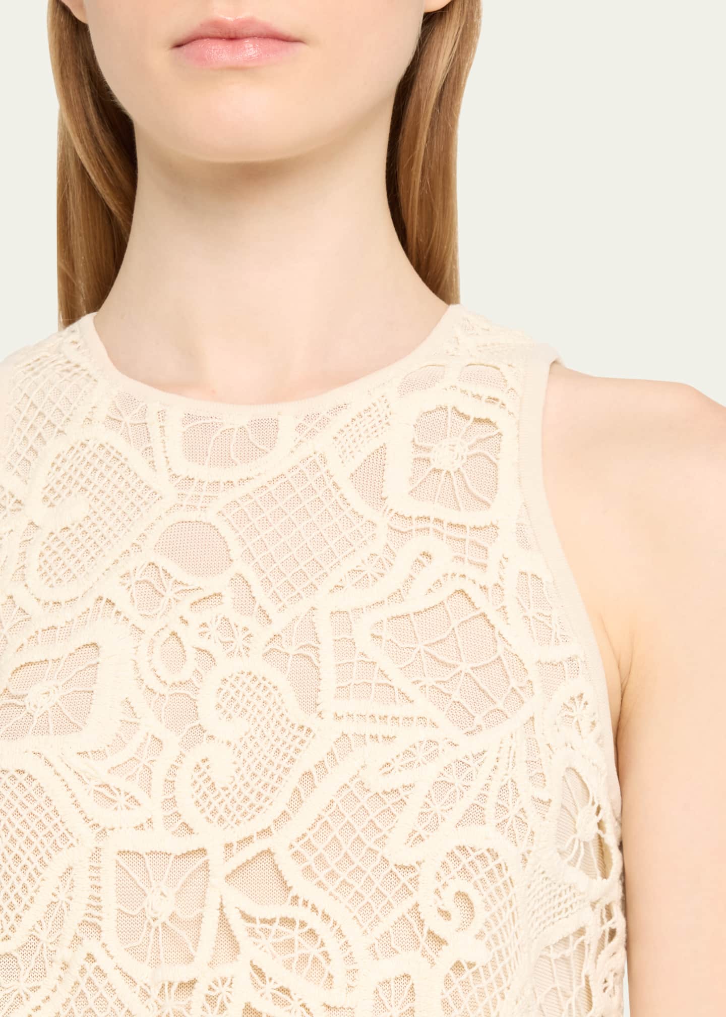 Leann Glitter Lace Irregular Tank Top