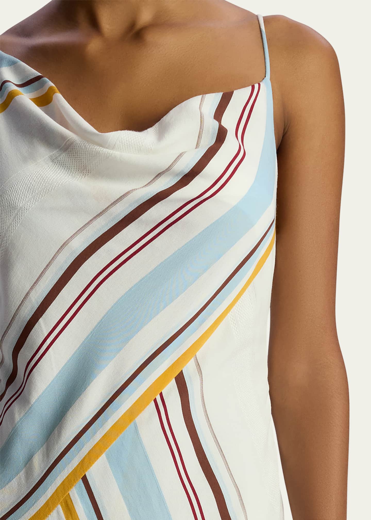 A.L.C. Lauren Asymmetric Stripe Cowl Neck Sleeveless Midi Dress Bergdorf Goodman