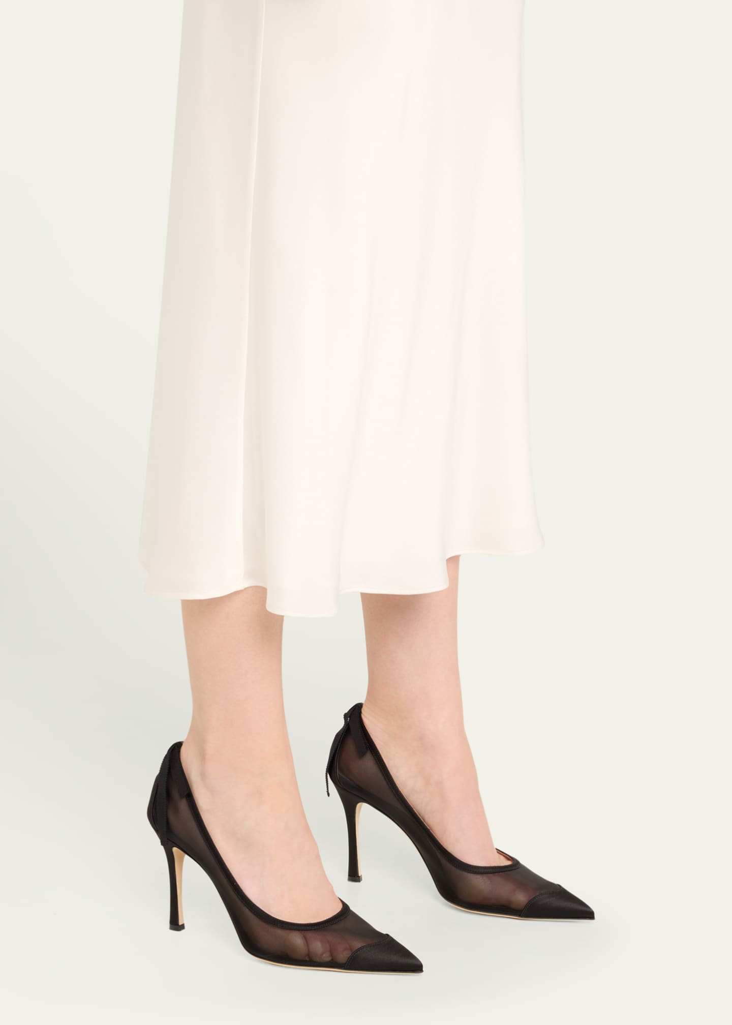 Malone Souliers x Tabitha Simmons Liberty Satin Mesh Stiletto Pumps Image 2 of 5