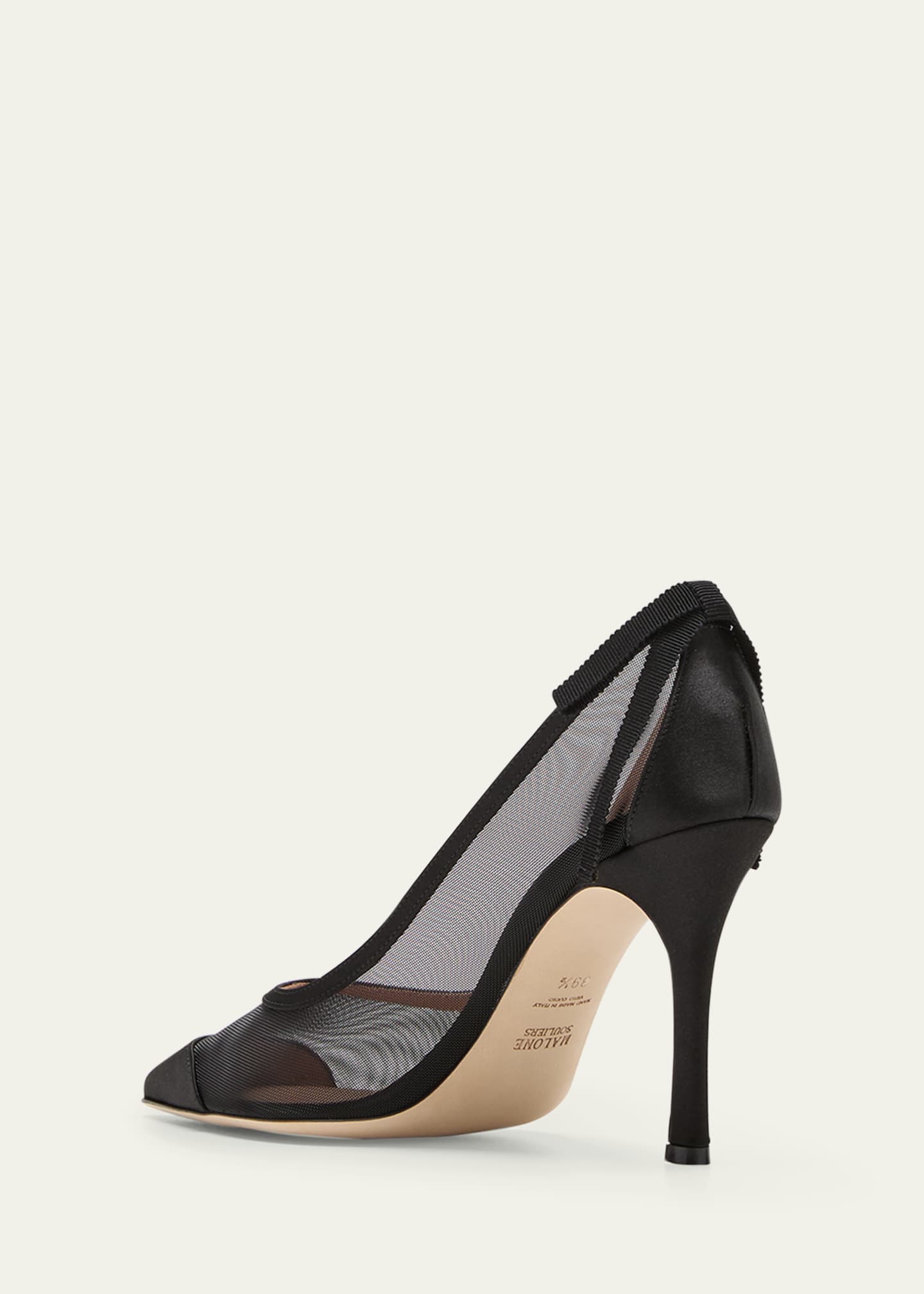 Malone Souliers x Tabitha Simmons Liberty Satin Mesh Stiletto Pumps Image 4 of 5
