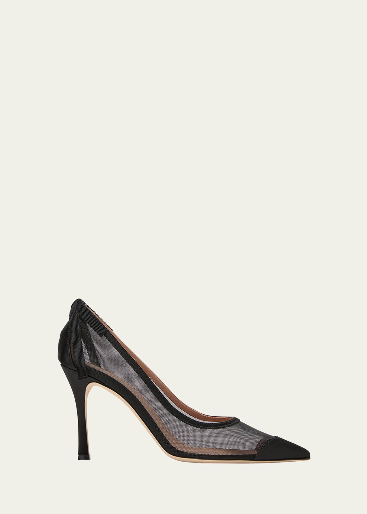 Malone Souliers x Tabitha Simmons Liberty Satin Mesh Stiletto Pumps Image 1 of 5