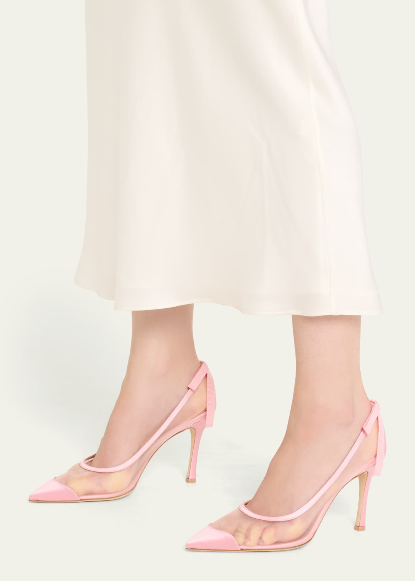 Malone Souliers x Tabitha Simmons Liberty Satin Mesh Stiletto Pumps Image 2 of 5