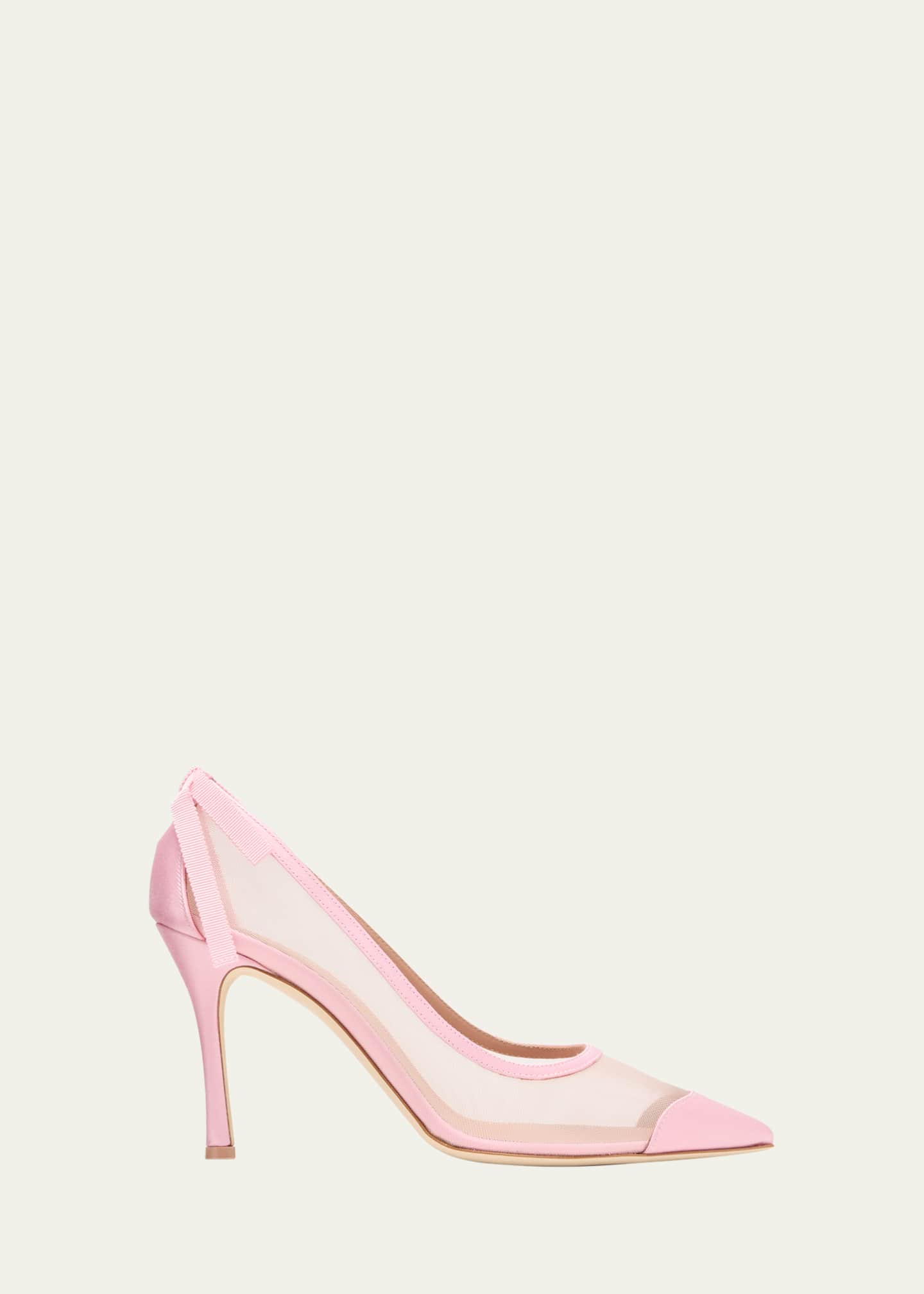 Malone Souliers x Tabitha Simmons Liberty Satin Mesh Stiletto Pumps Image 1 of 5